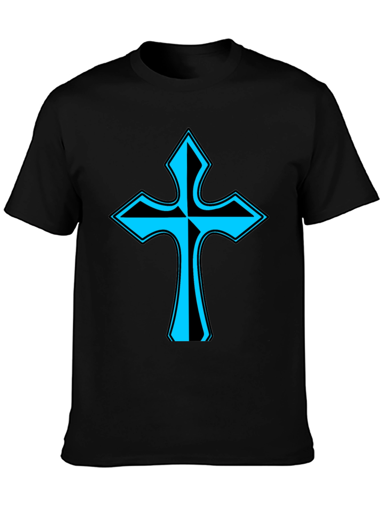 Stylish Cross Graphic Tee - Black