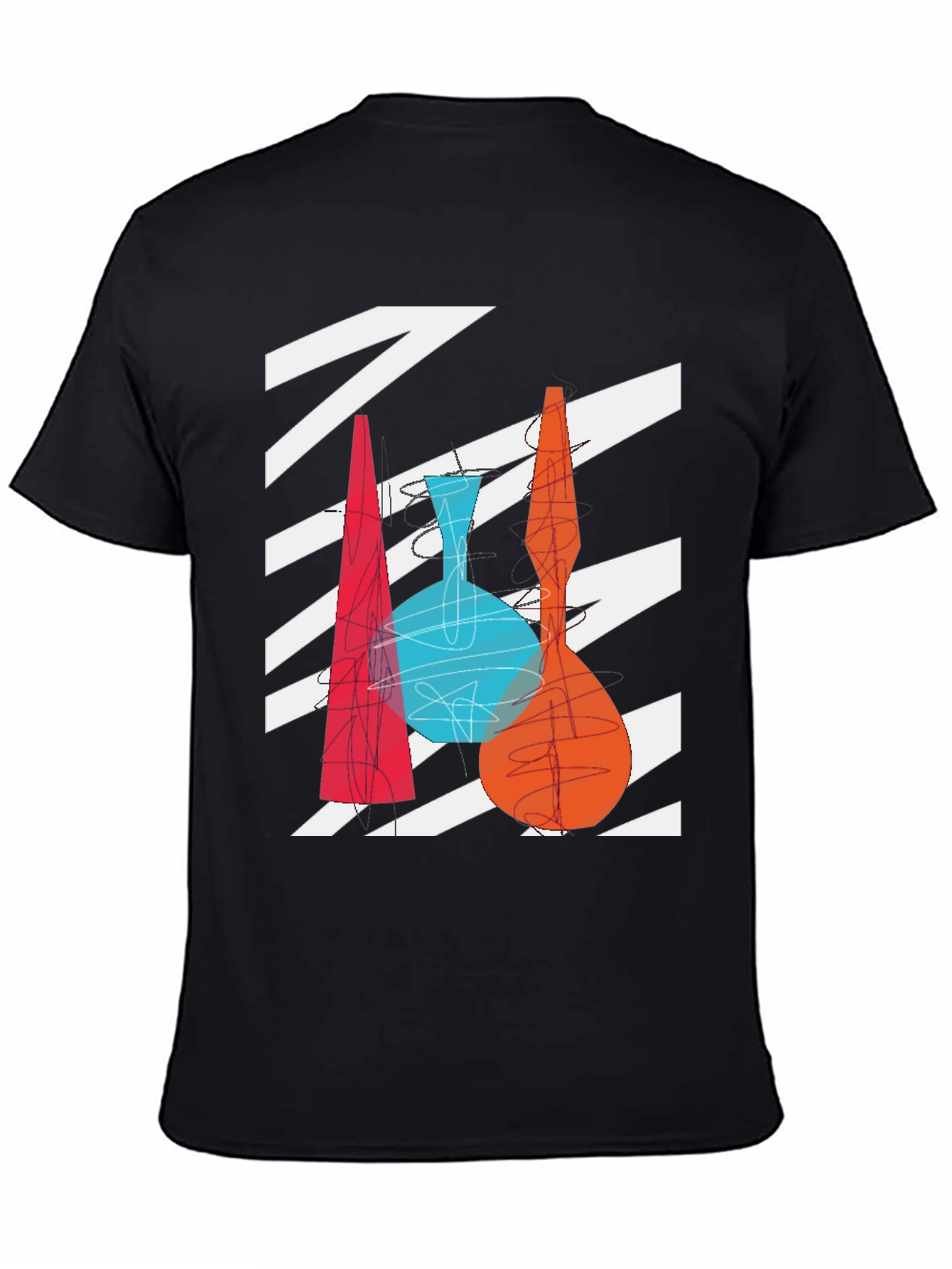 Abstract Vase Graphic Print Black T-Shirt