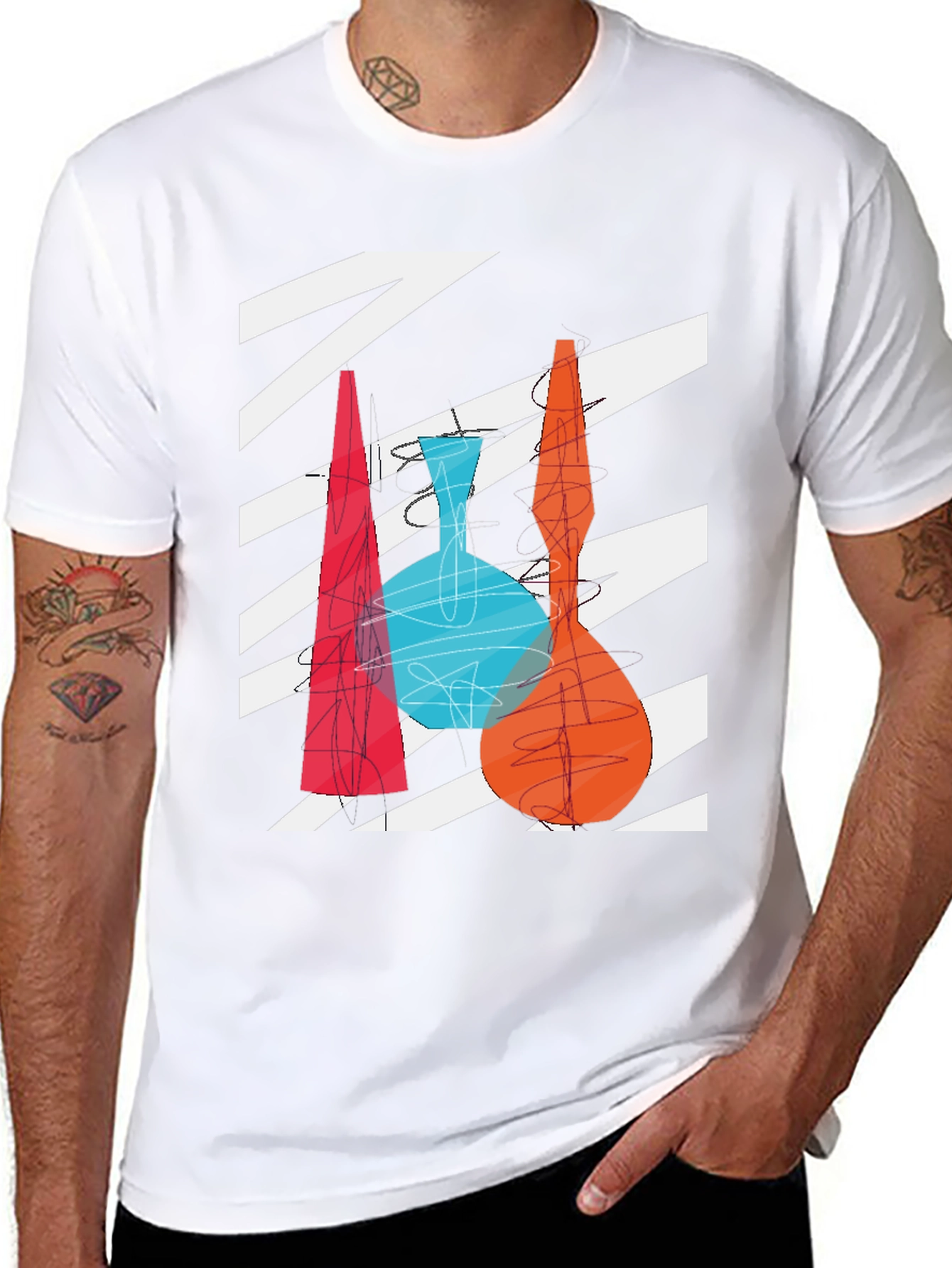 Abstract Vase Graphic Print Black T-Shirt