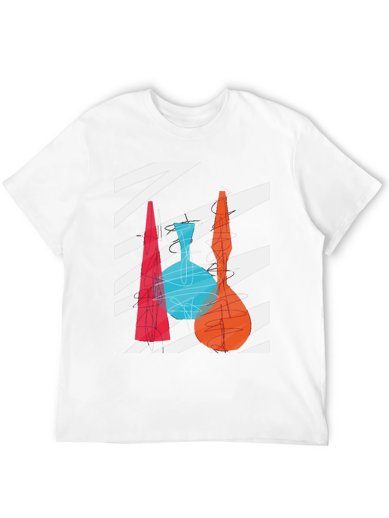 Abstract Vase Graphic Print Black T-Shirt