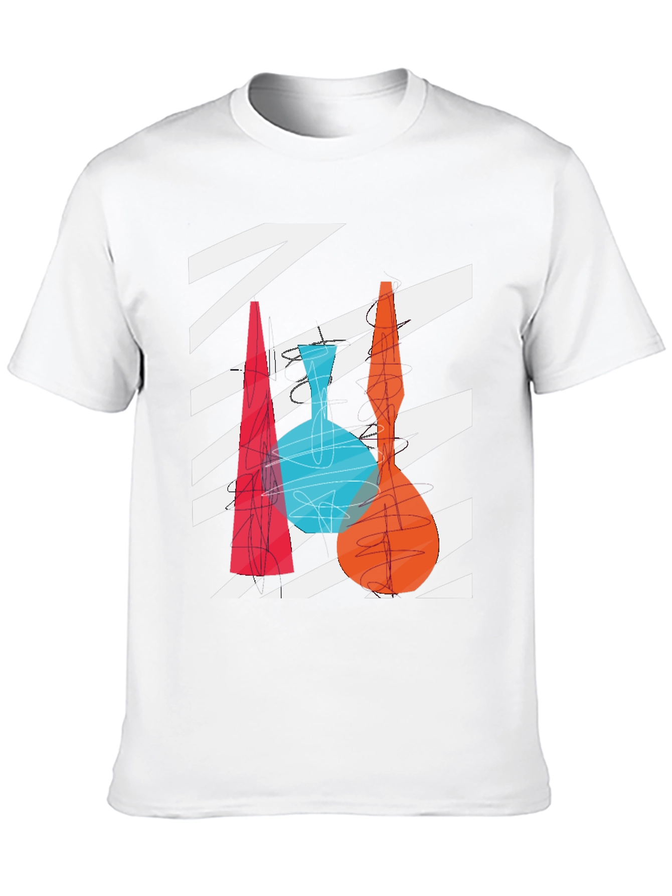 Abstract Vase Graphic Print Black T-Shirt