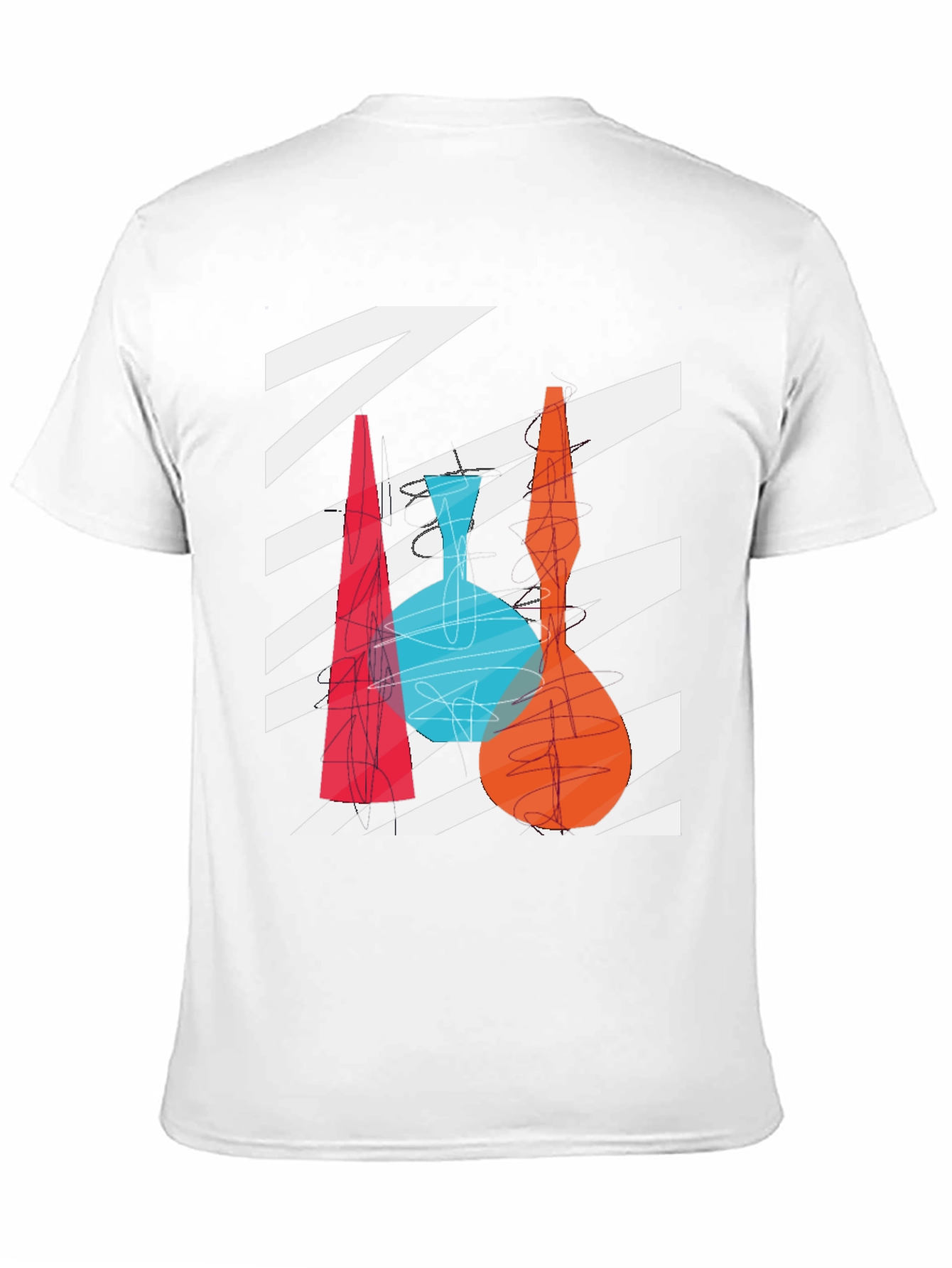 Abstract Vase Graphic Print Black T-Shirt