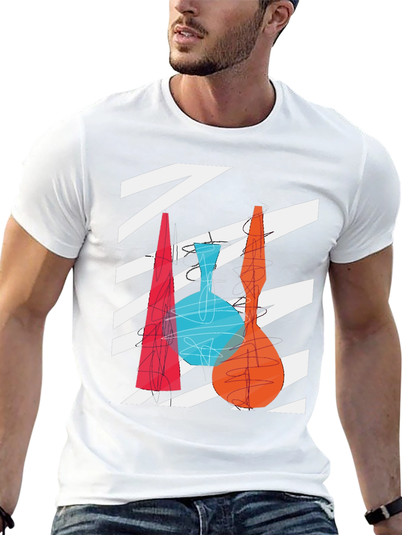 Abstract Vase Graphic Print Black T-Shirt