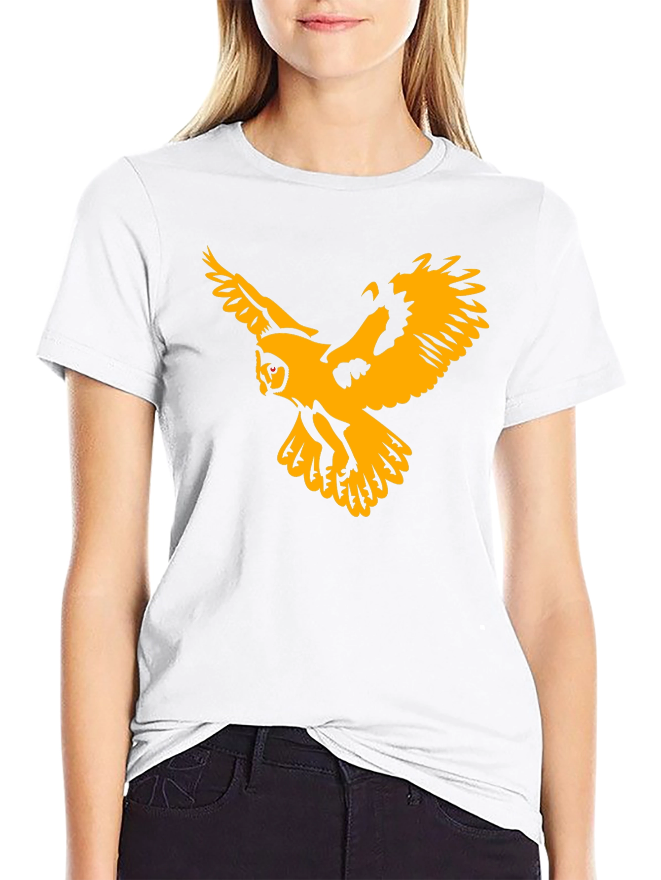 Black T-Shirt with Gold Owl Graphic