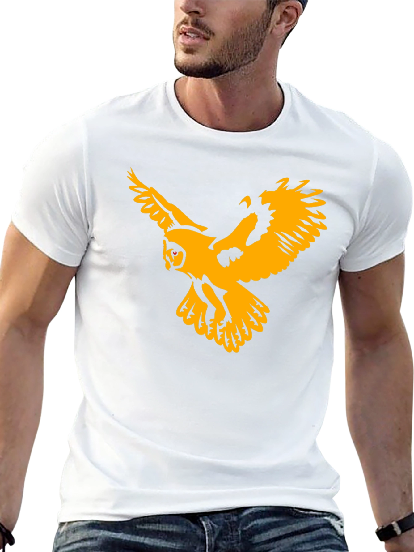 Black T-Shirt with Gold Owl Graphic