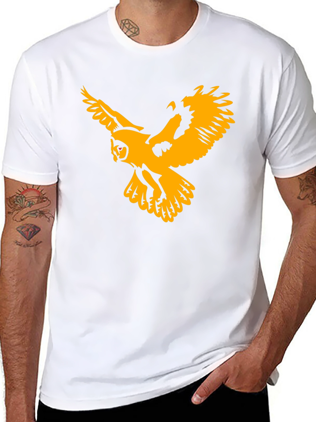 Black T-Shirt with Gold Owl Graphic