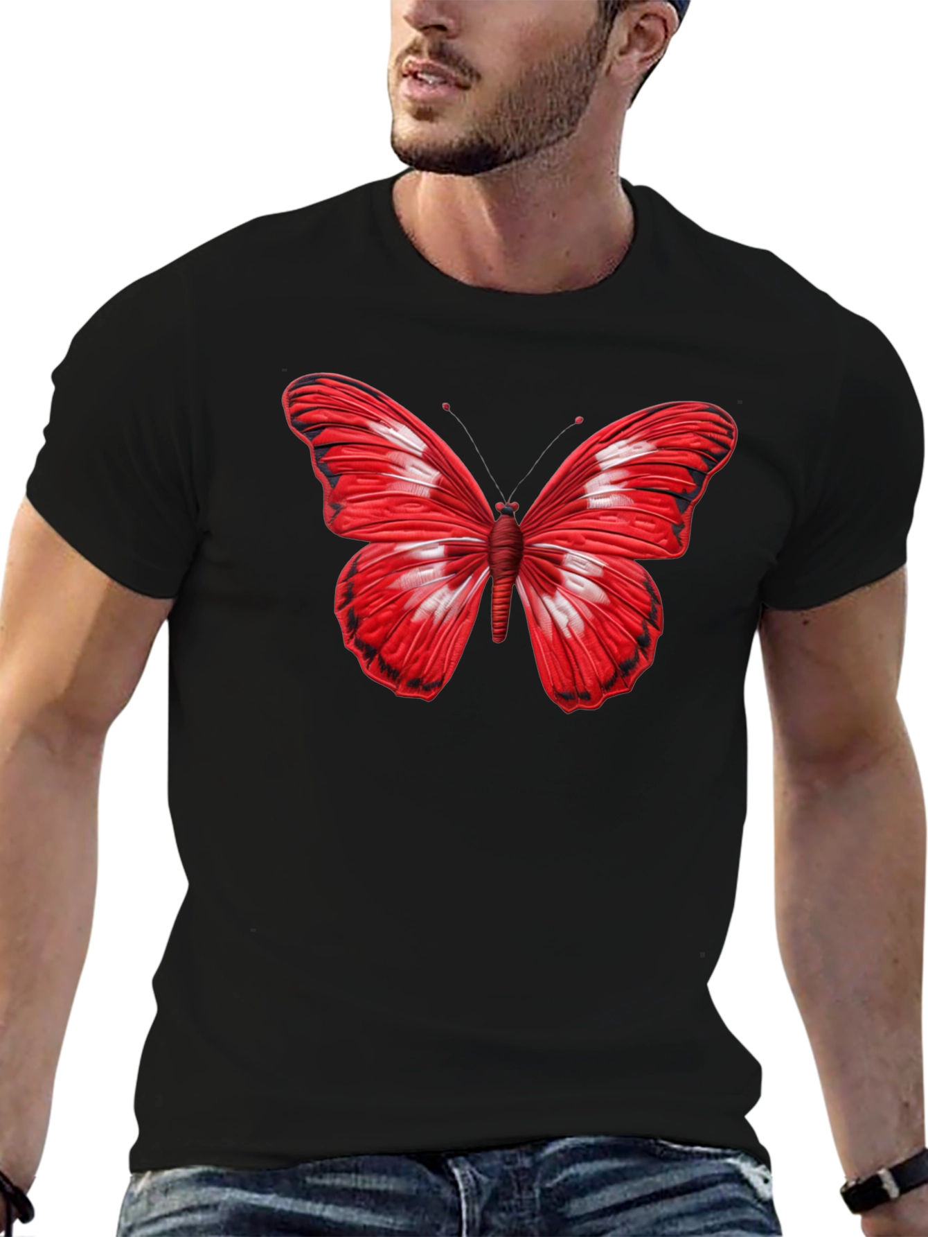 Butterfly Graphic Black T-Shirt - Stylish Mens Tee