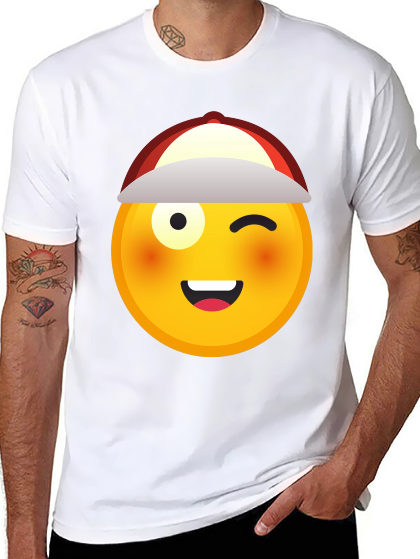 Winking Emoji T-Shirt - Black Cotton Tee
