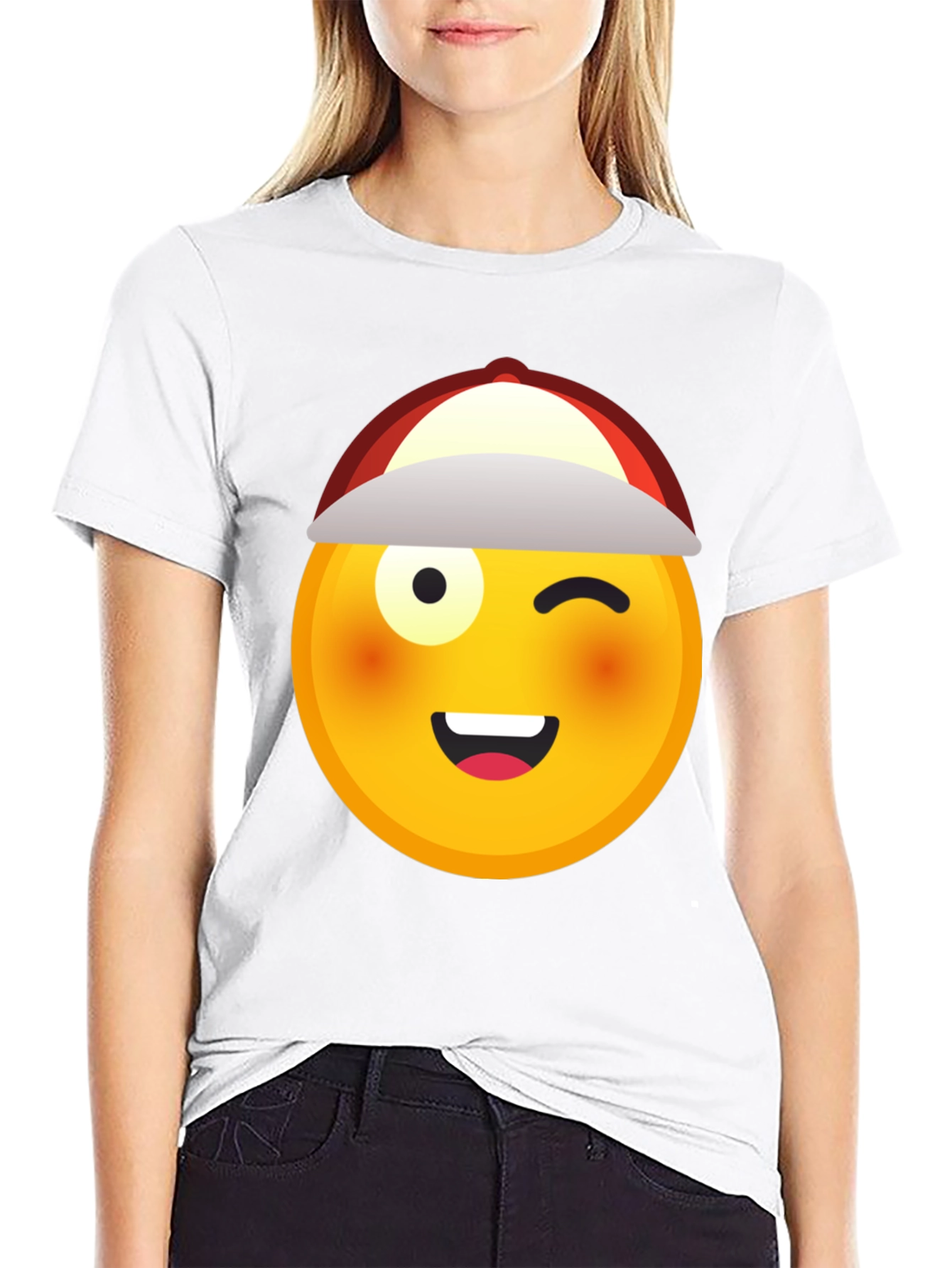 Winking Emoji T-Shirt - Black Cotton Tee