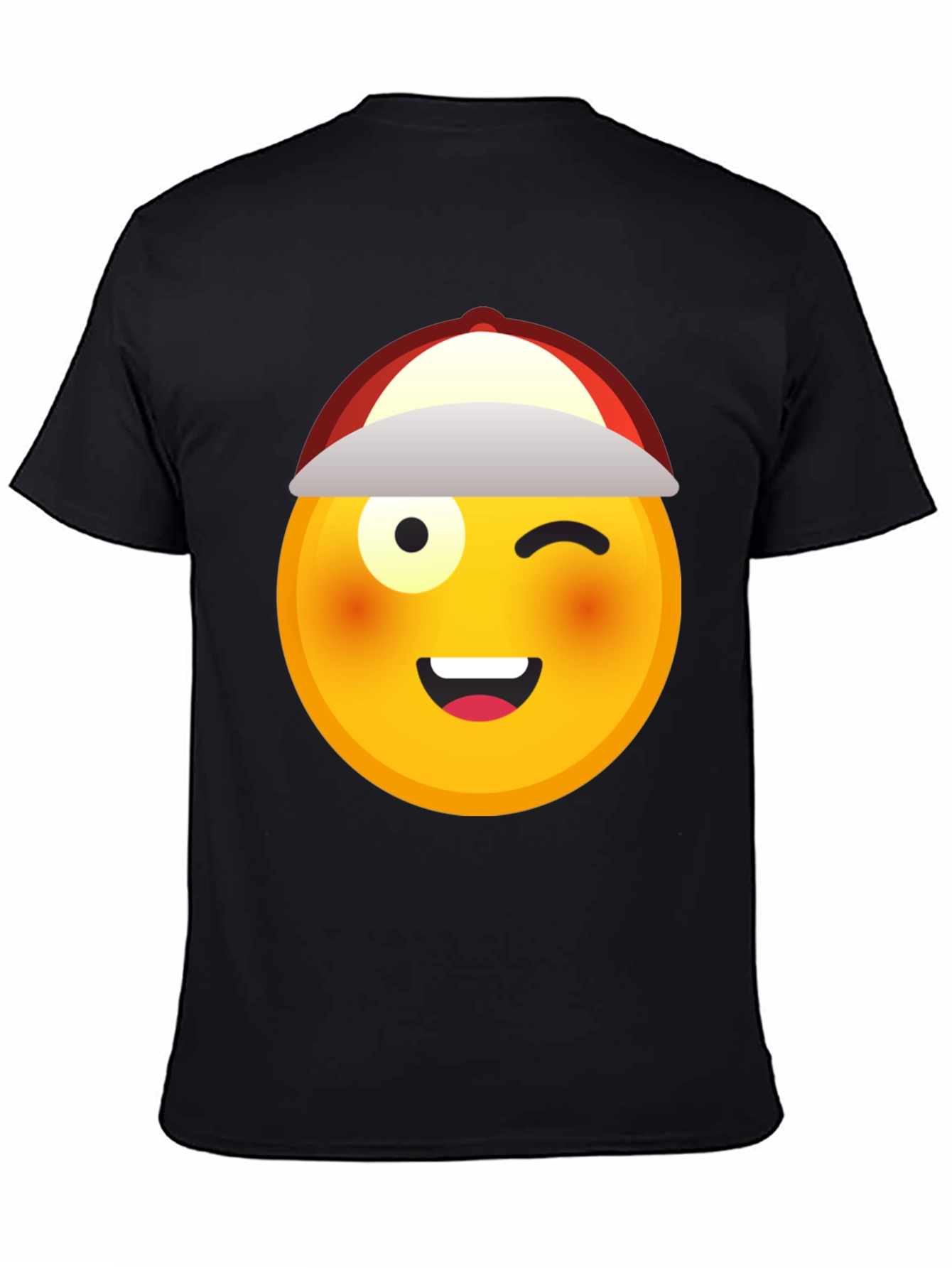 Winking Emoji T-Shirt - Black Cotton Tee