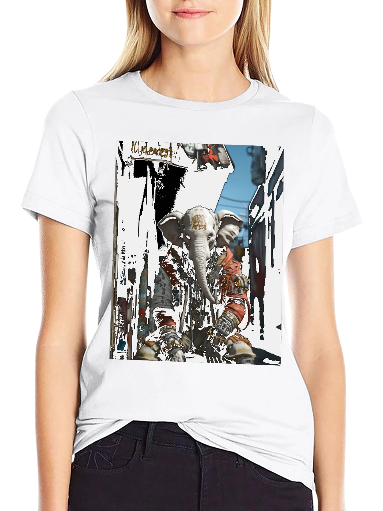 Elephant Head Graphic T-Shirt