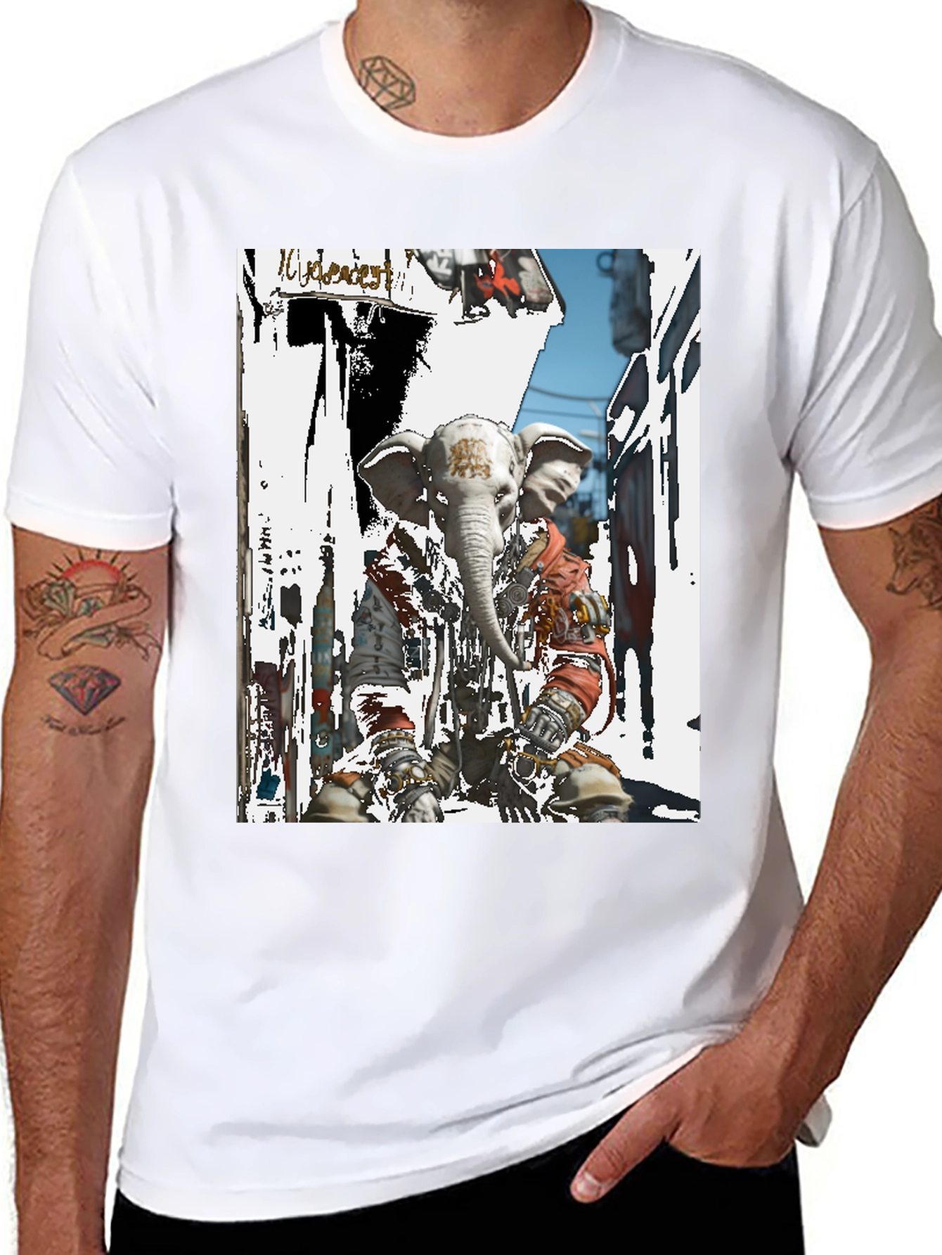 Elephant Head Graphic T-Shirt