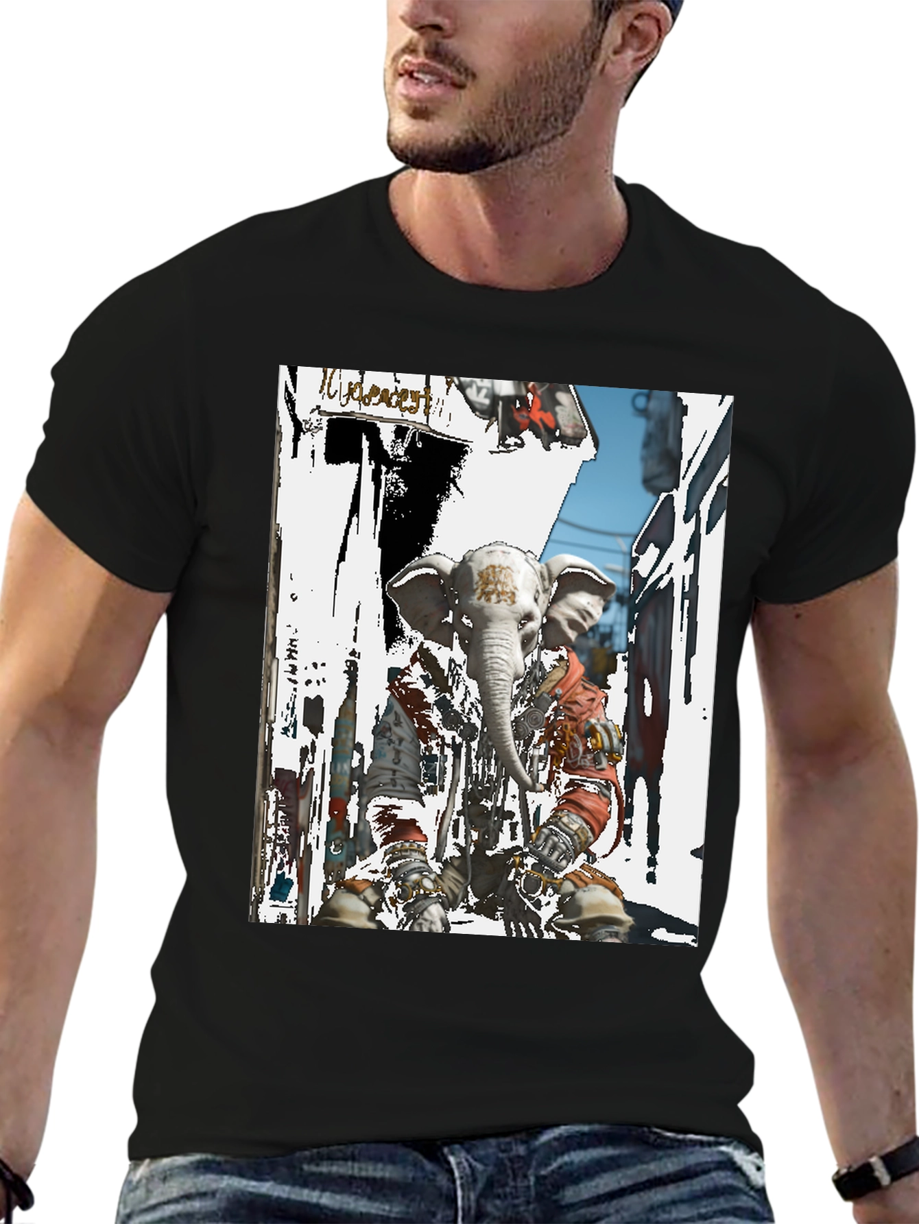Elephant Head Graphic T-Shirt