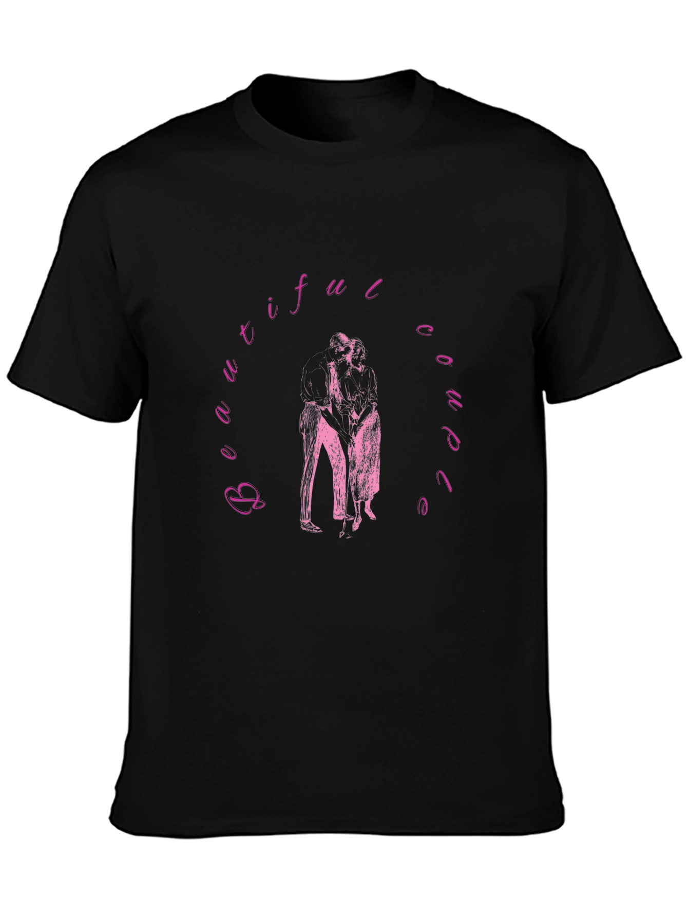 Beautiful Couple Graphic Black Tee Shirt