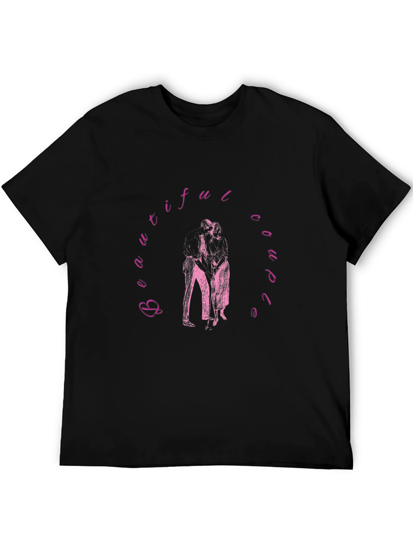 Beautiful Couple Graphic Black Tee Shirt