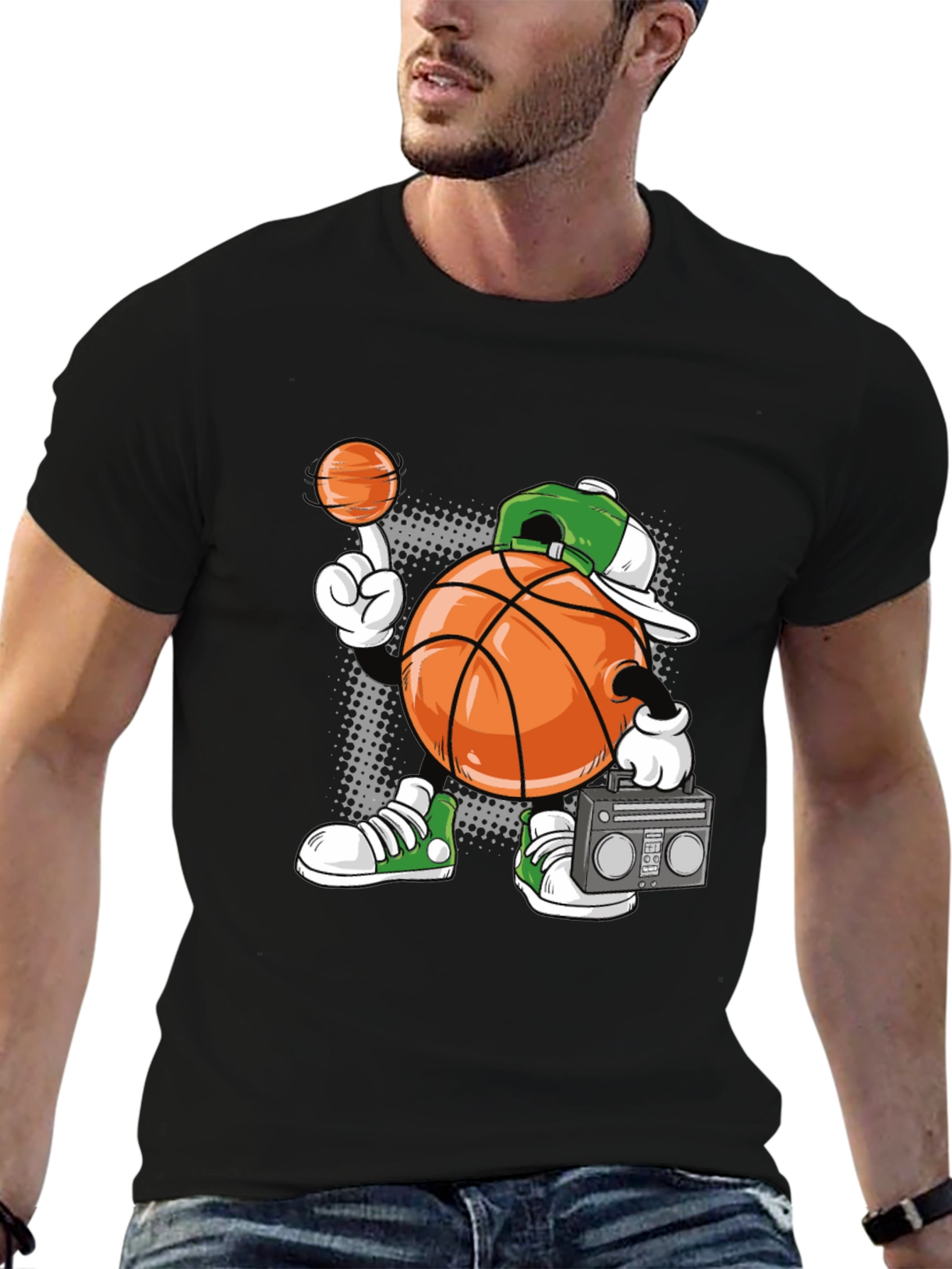 Cartoon Basketball Player Graphic Tee