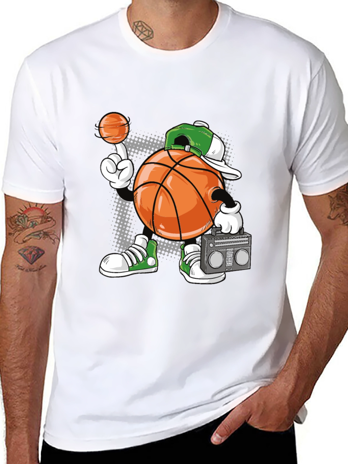 Cartoon Basketball Player Graphic Tee