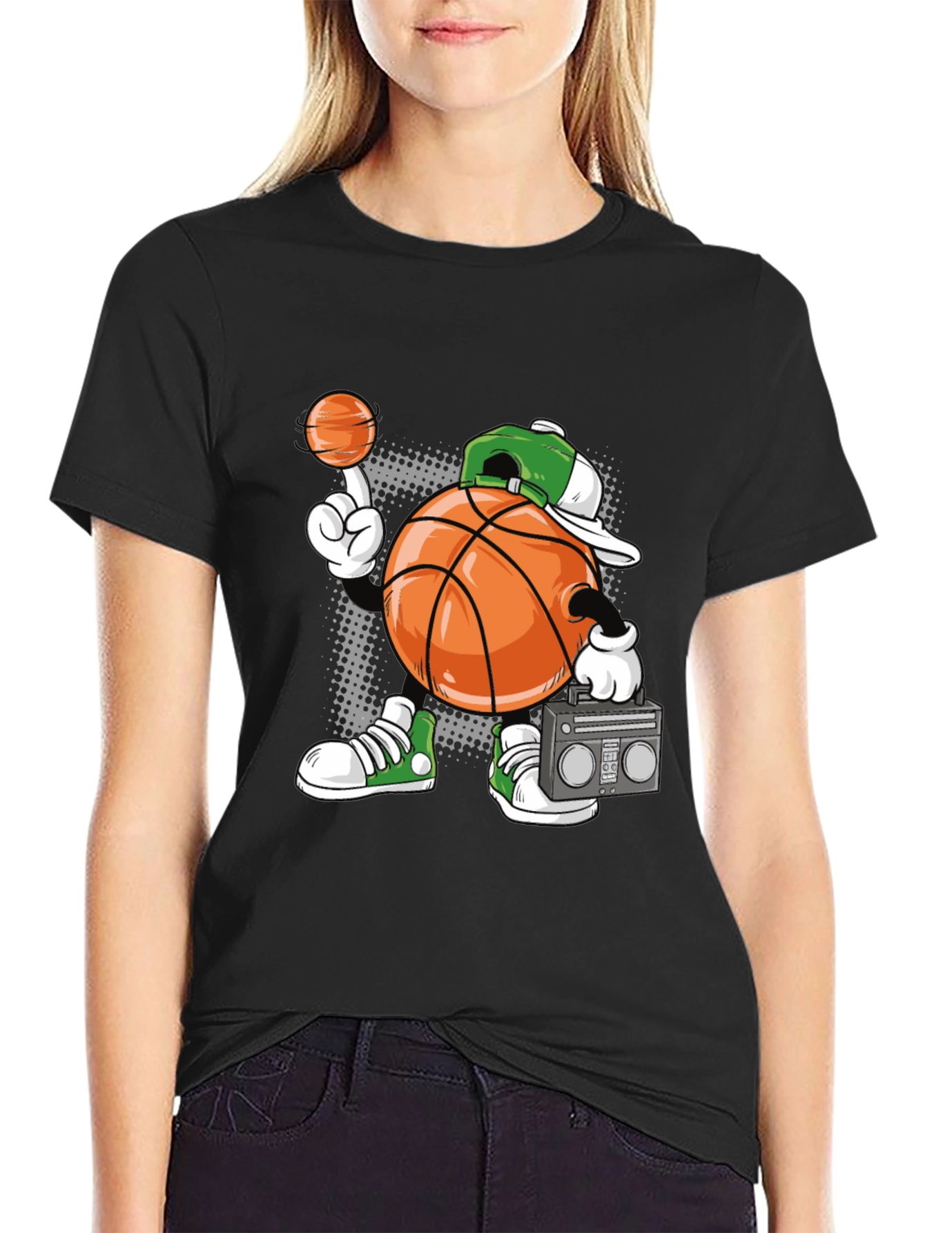 Cartoon Basketball Player Graphic Tee
