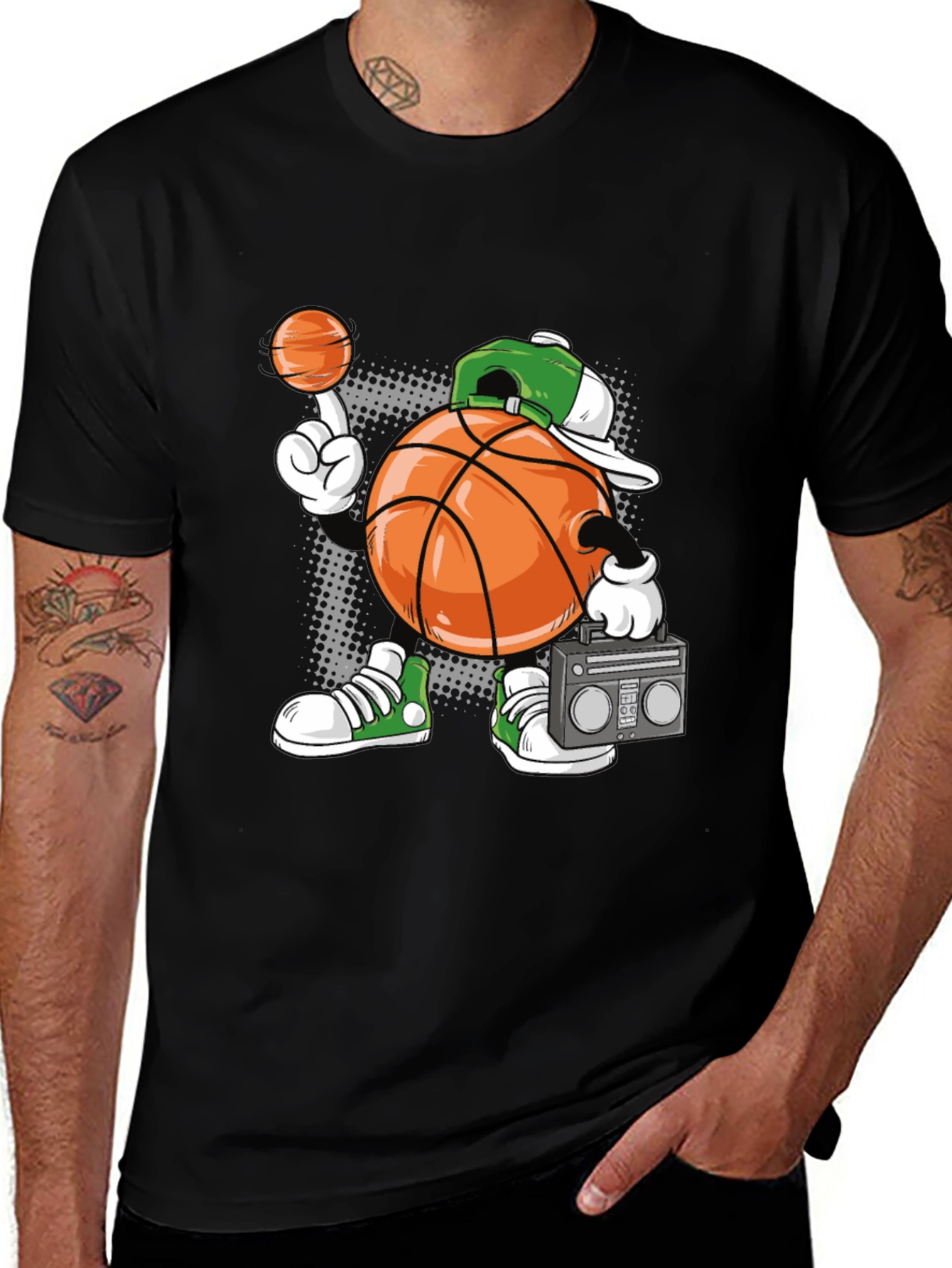 Cartoon Basketball Player Graphic Tee