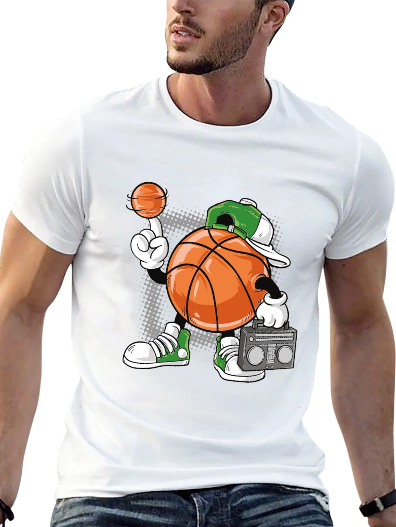 Cartoon Basketball Player Graphic Tee