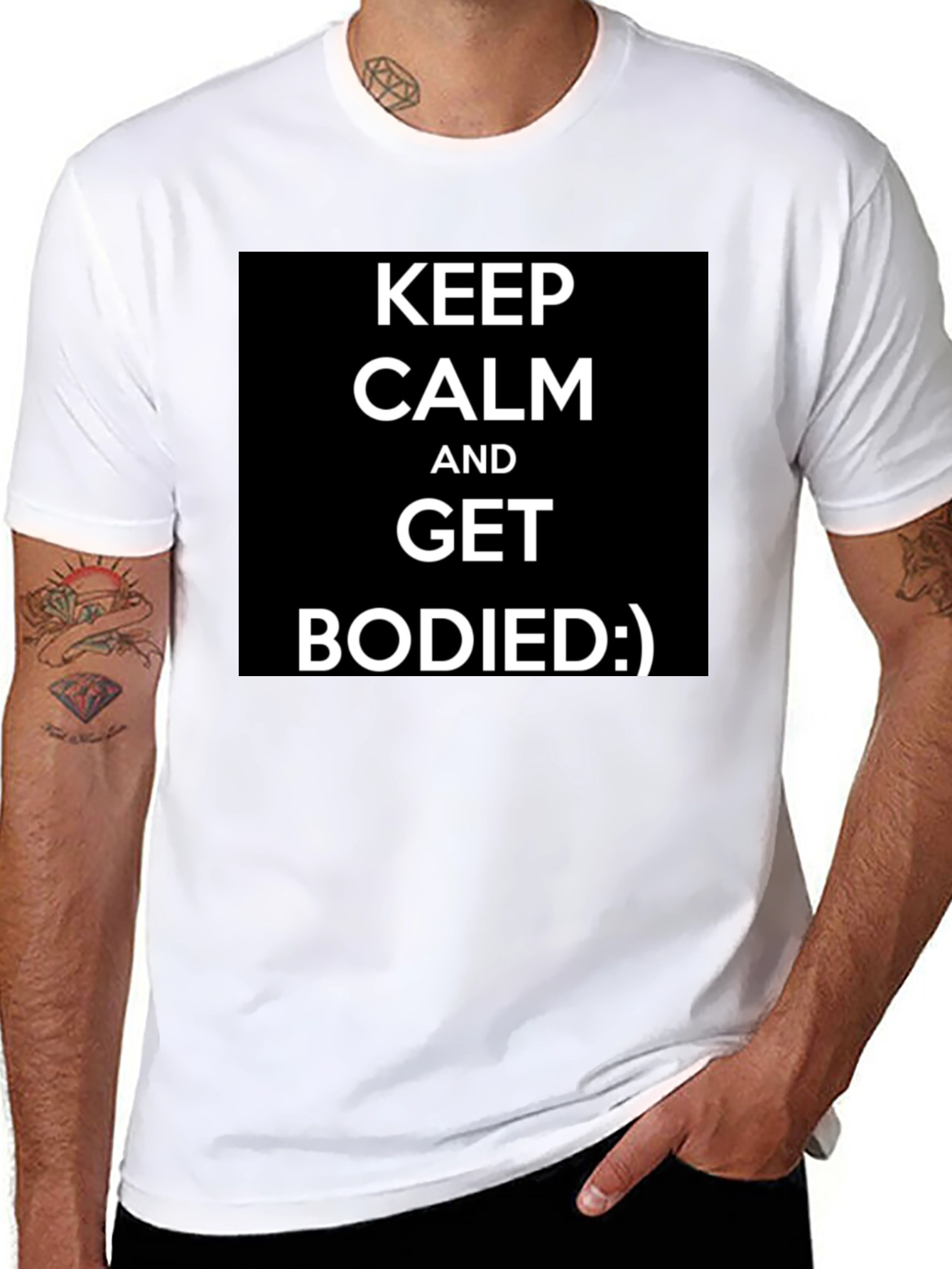 Keep Calm and Get Bodied Funny Black T-Shirt