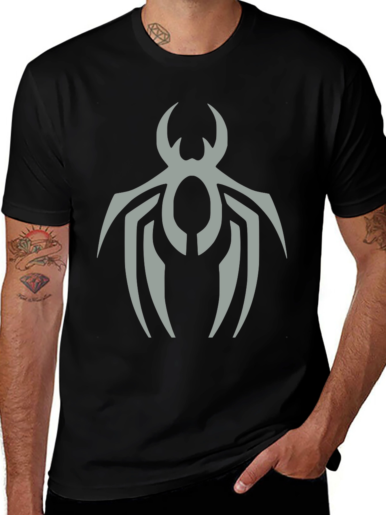 Spider Logo Graphic Tee - Stylish Black T-Shirt