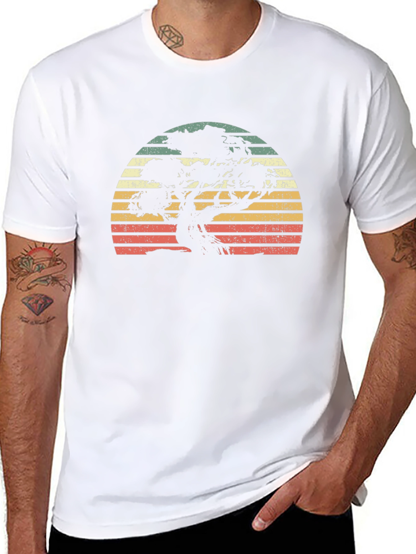 Retro Bonsai Tree Sunset Graphic Tee