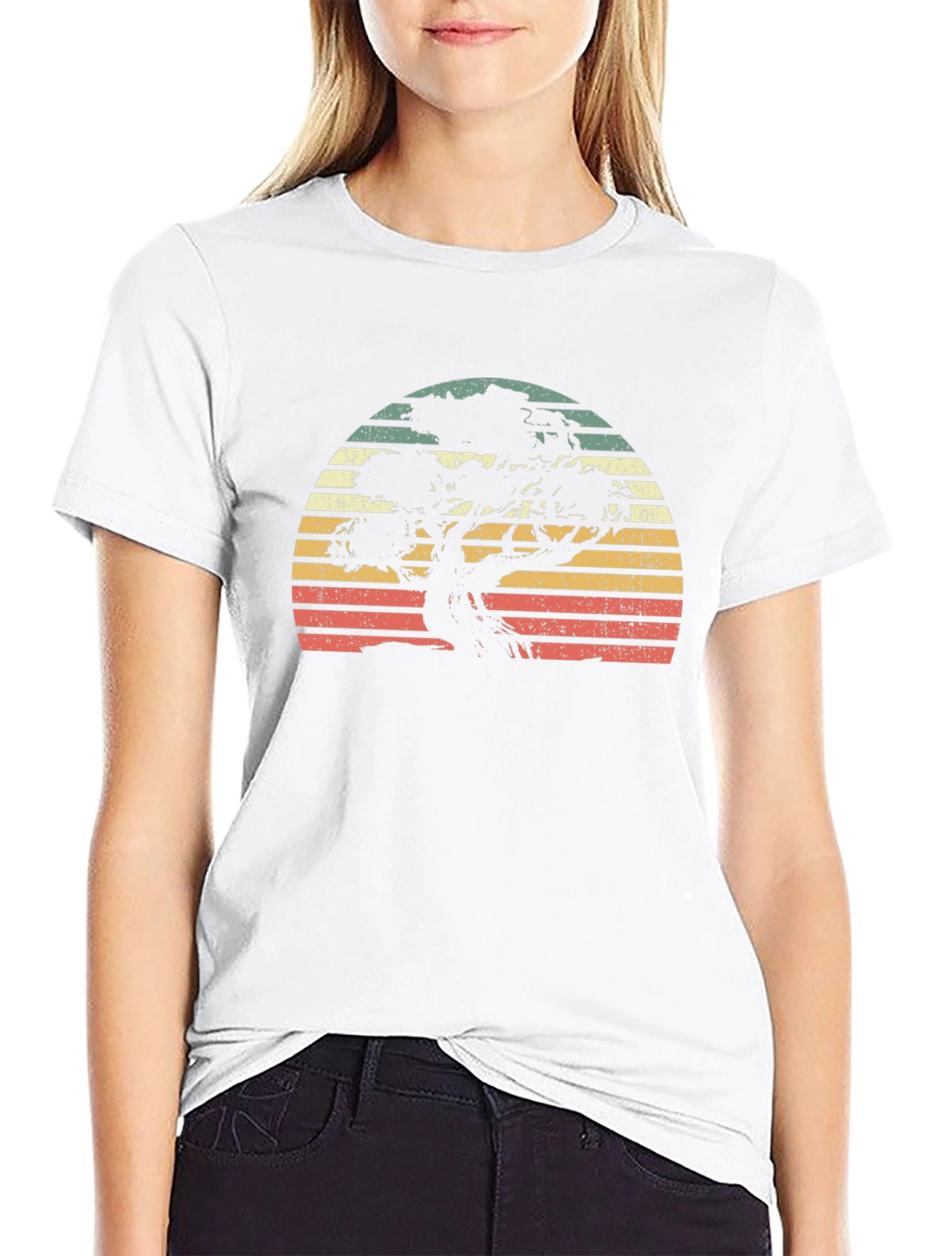 Retro Bonsai Tree Sunset Graphic Tee