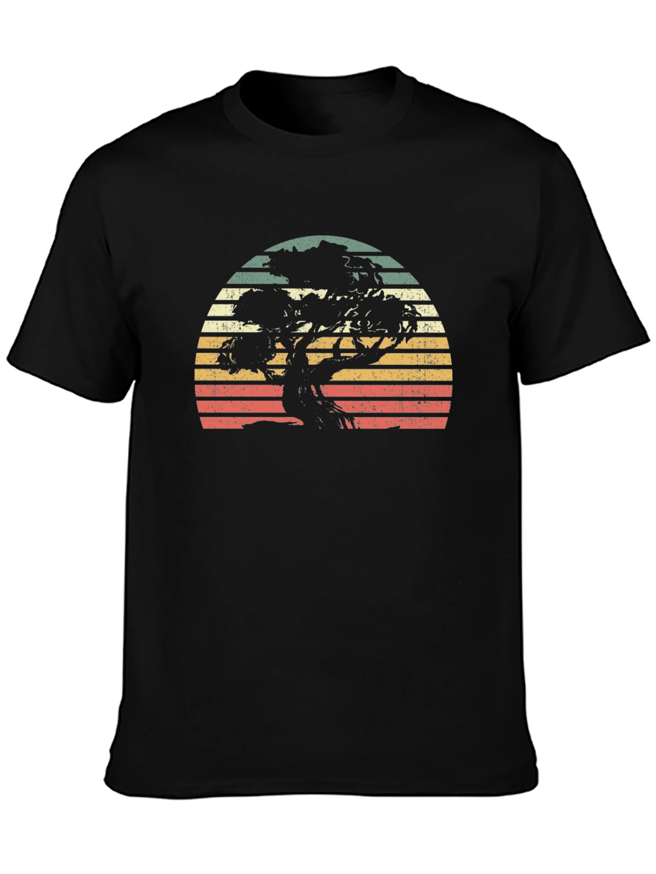 Retro Bonsai Tree Sunset Graphic Tee