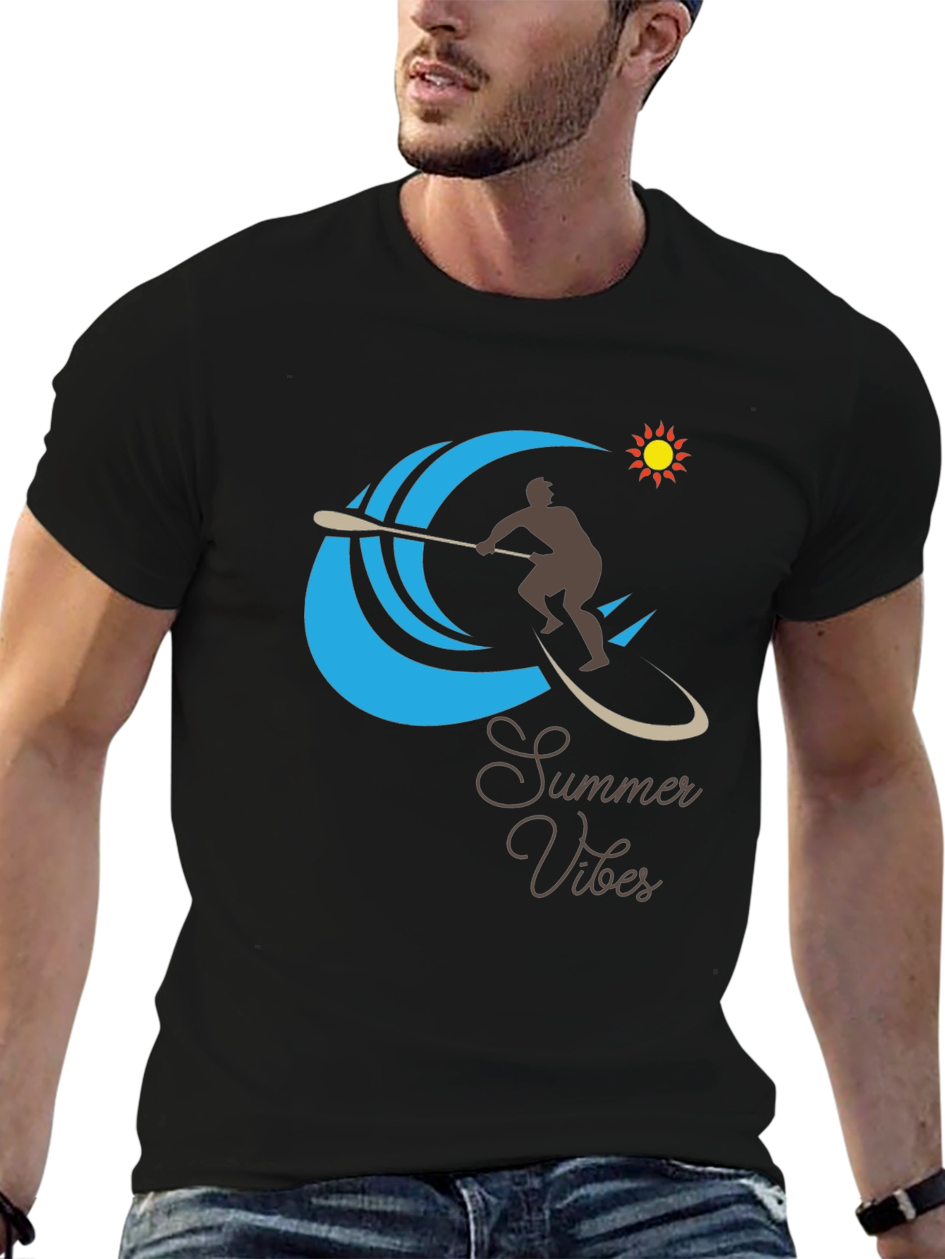 Summer Vibes Graphic Tee - Paddleboard Design