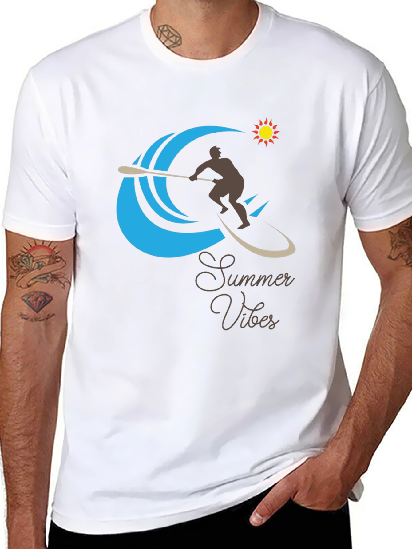 Summer Vibes Graphic Tee - Paddleboard Design