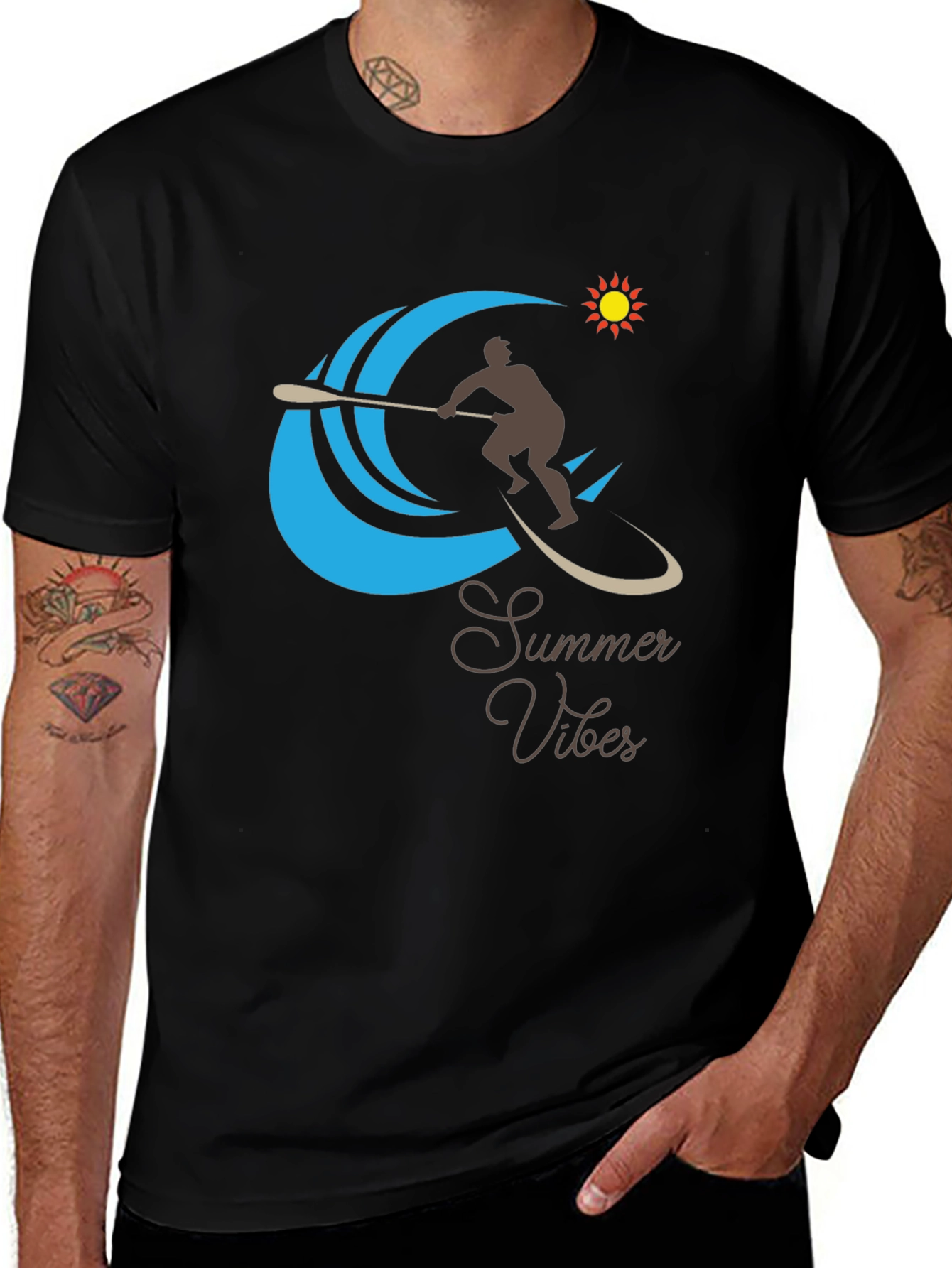 Summer Vibes Graphic Tee - Paddleboard Design