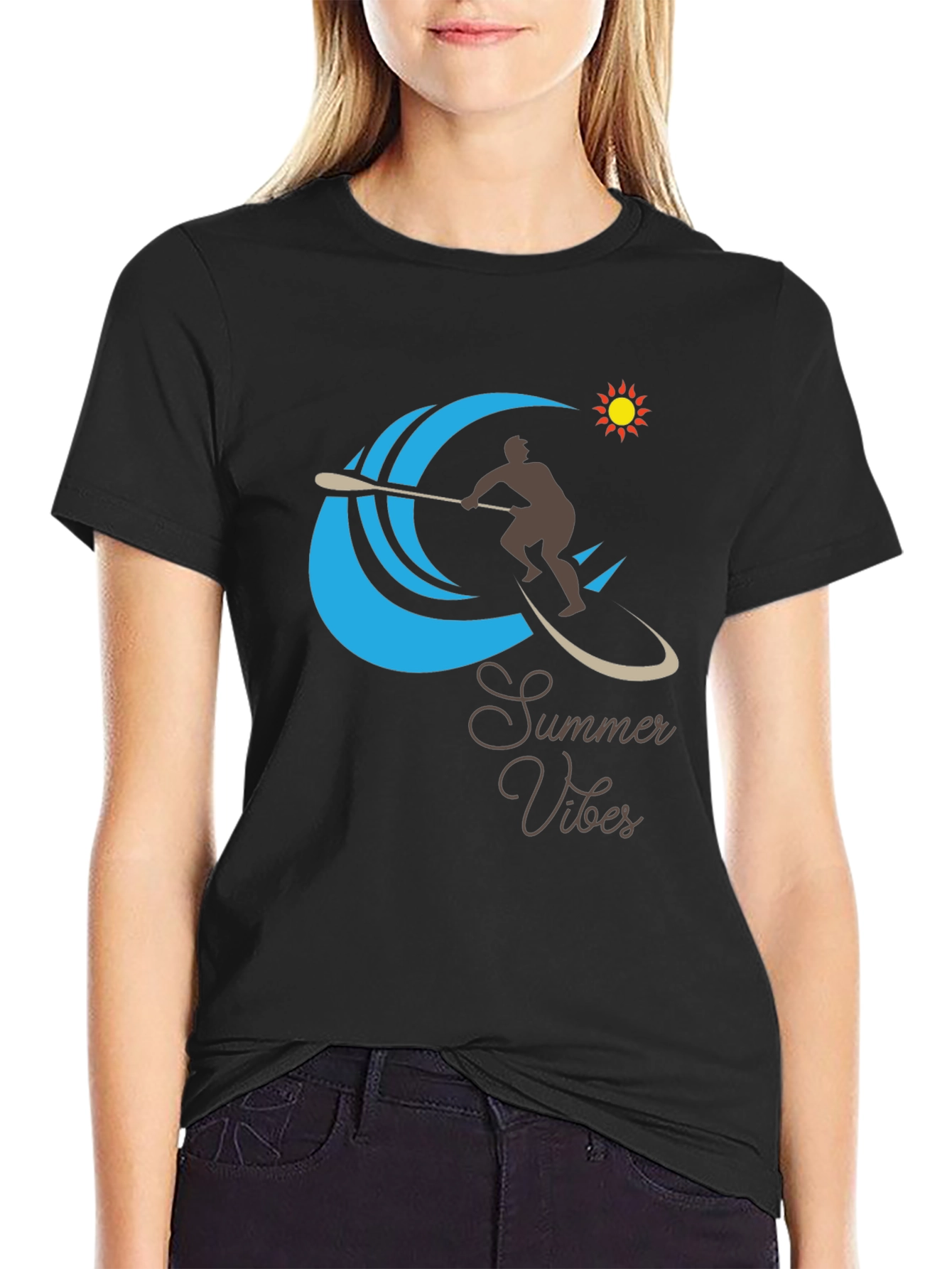 Summer Vibes Graphic Tee - Paddleboard Design