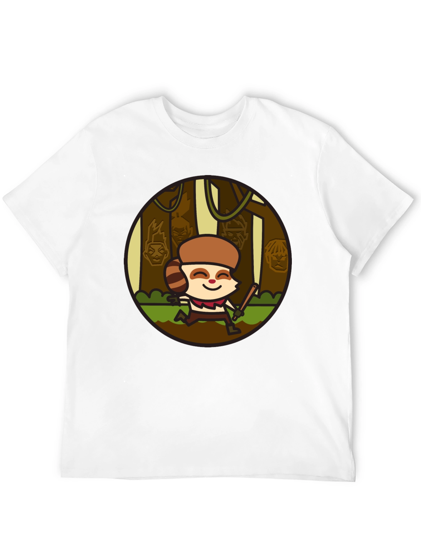 Funny Raccoon Cartoon Graphic Black T-Shirt