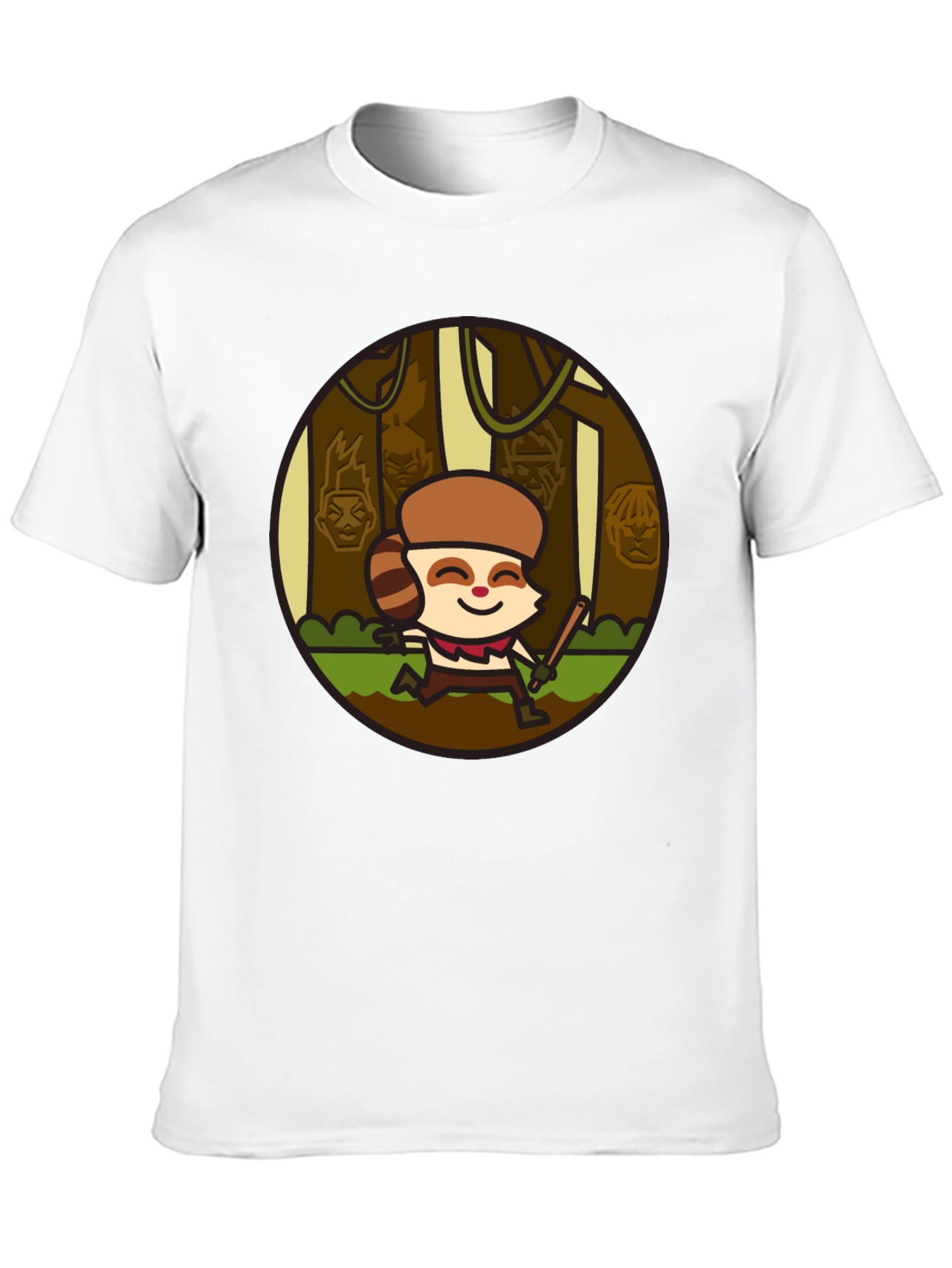 Funny Raccoon Cartoon Graphic Black T-Shirt