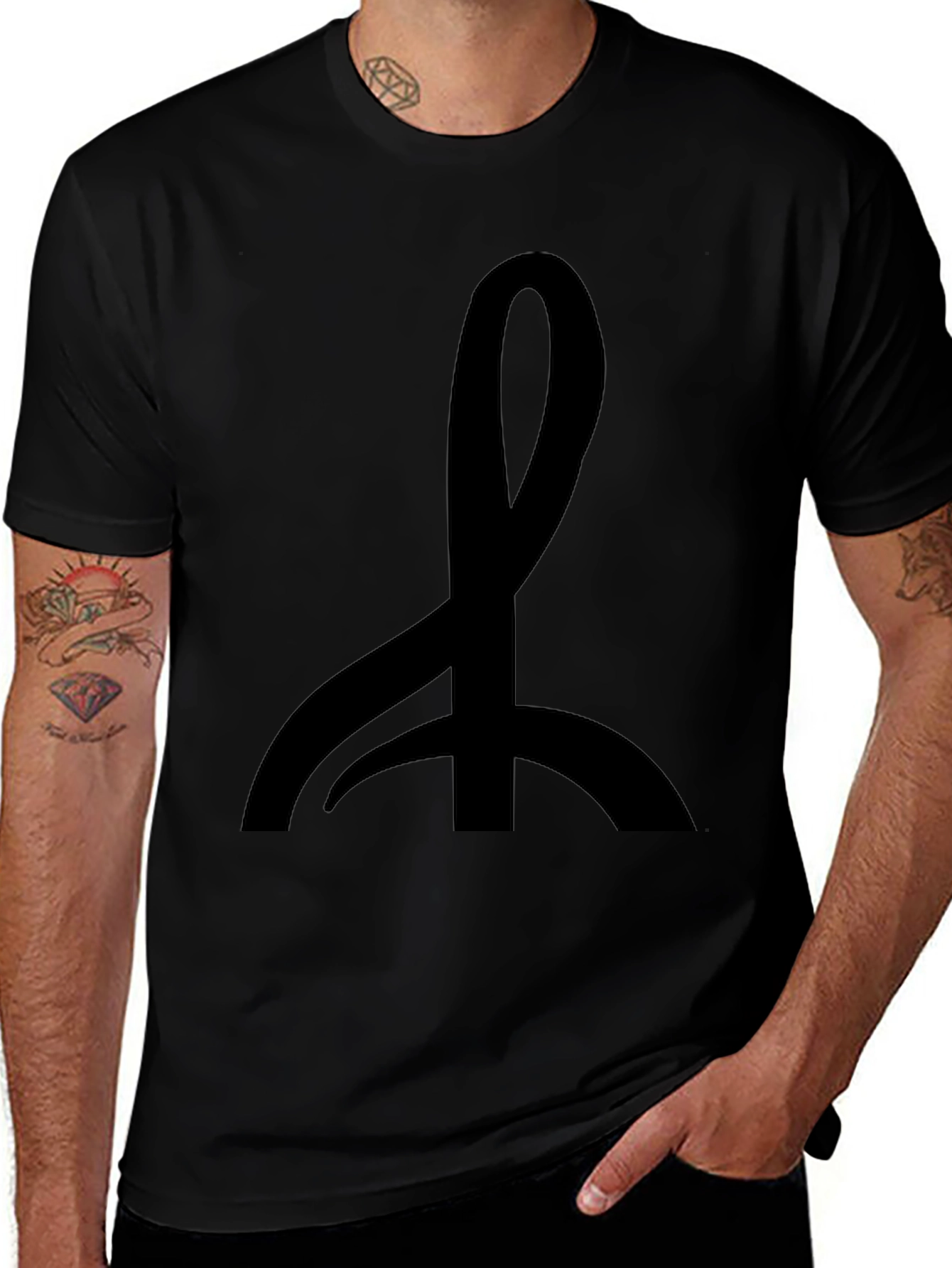 Black Graphic Tee - Abstract Symbol