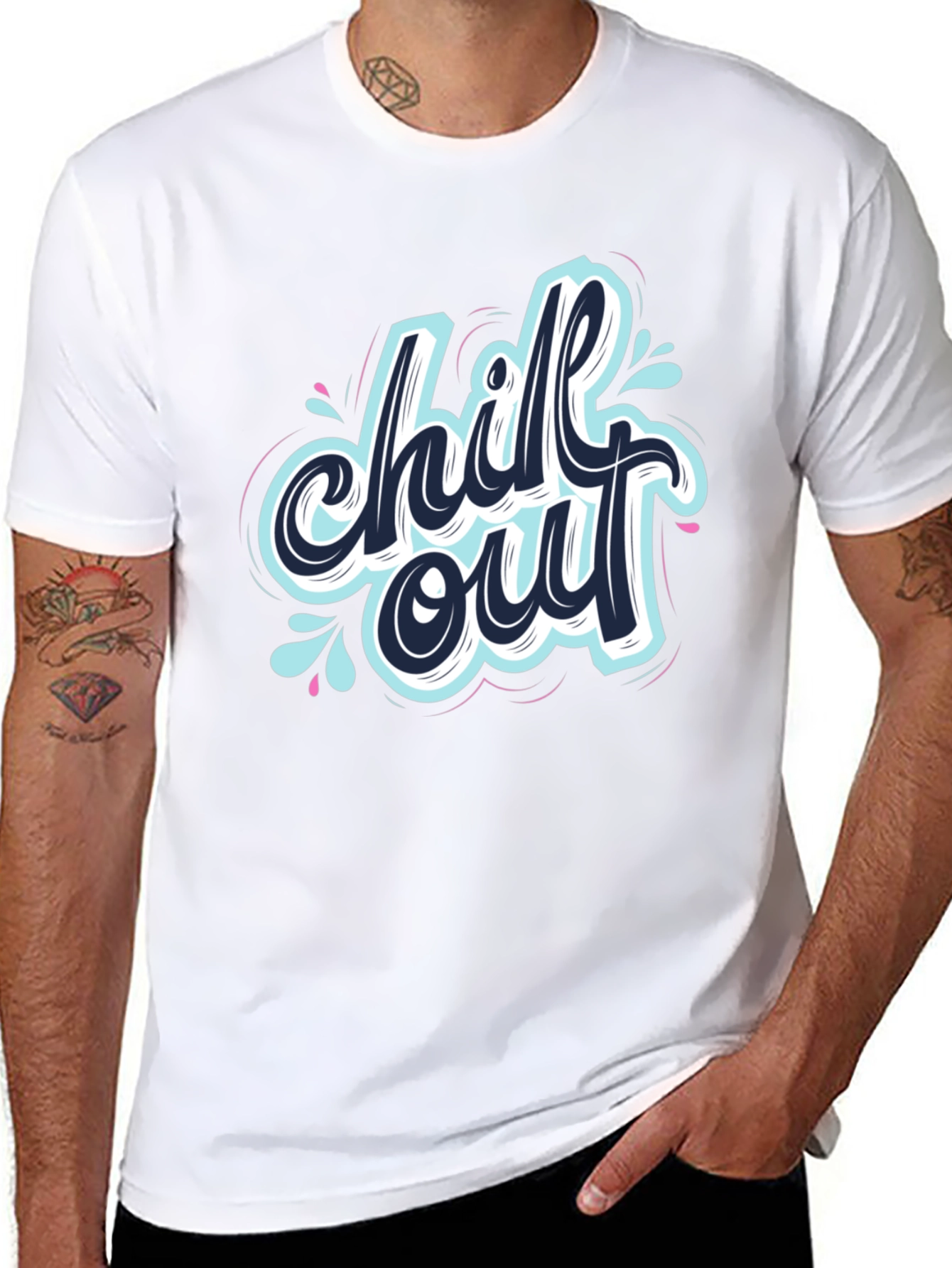 Chill Out Graphic Print Black T-Shirt