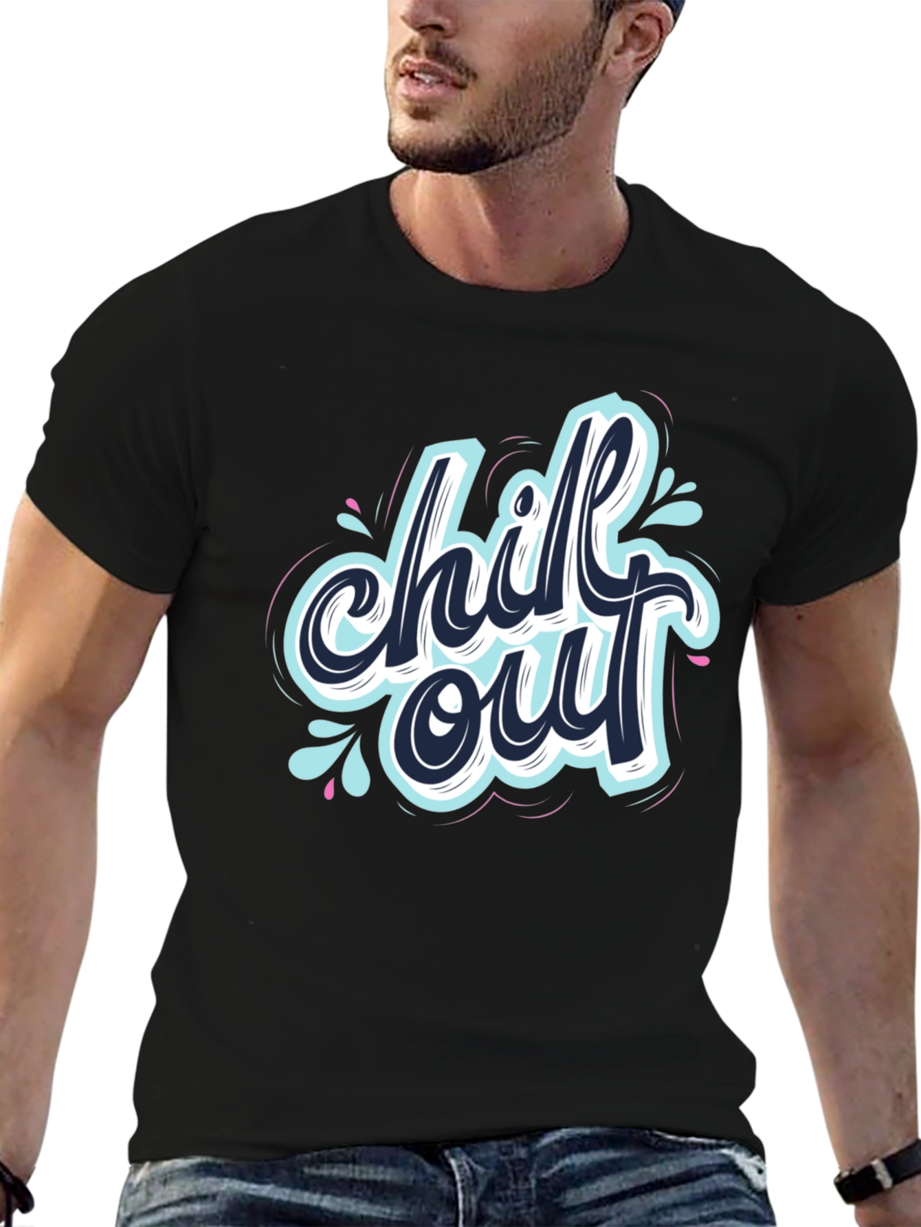 Chill Out Graphic Print Black T-Shirt