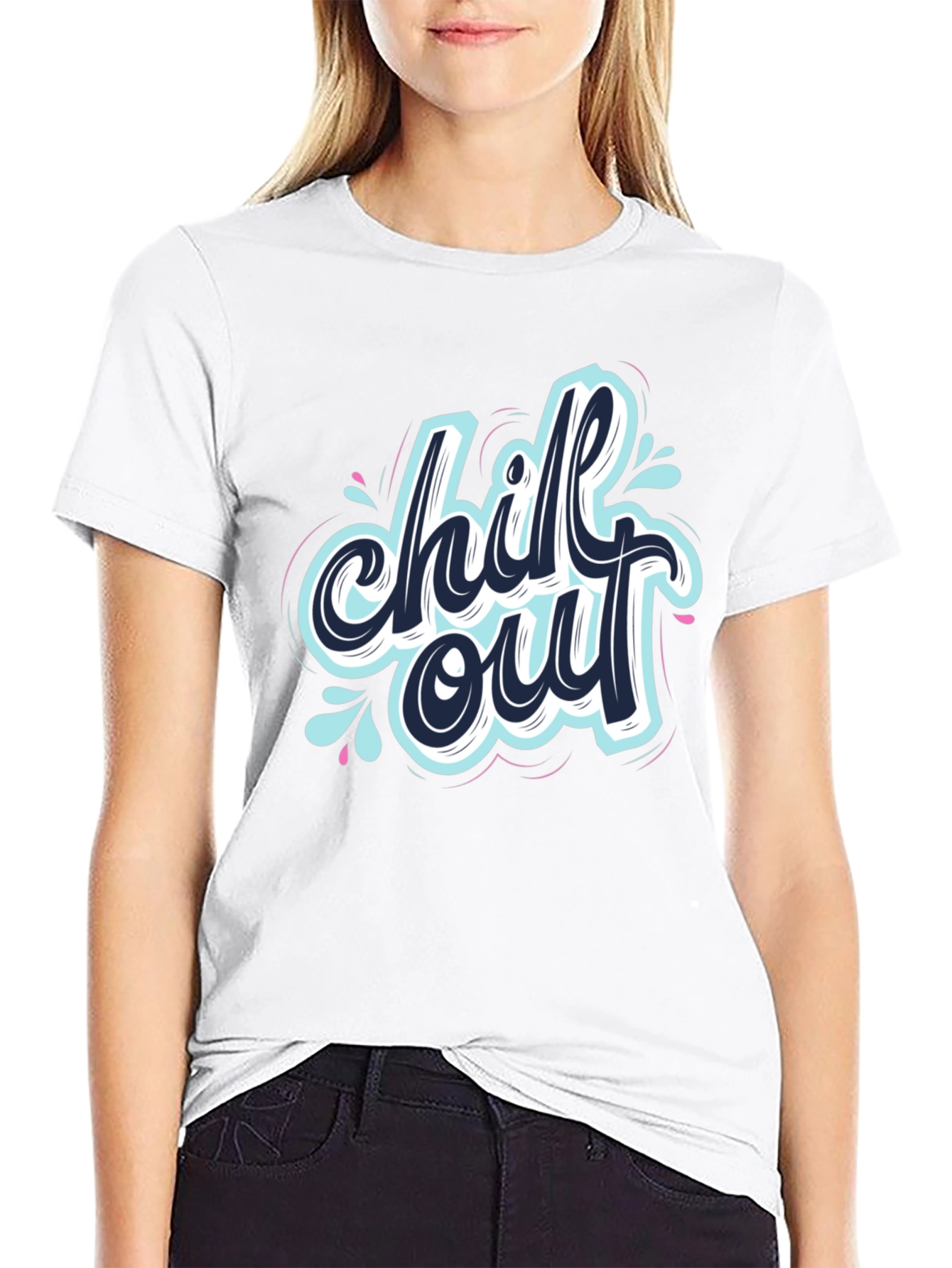 Chill Out Graphic Print Black T-Shirt