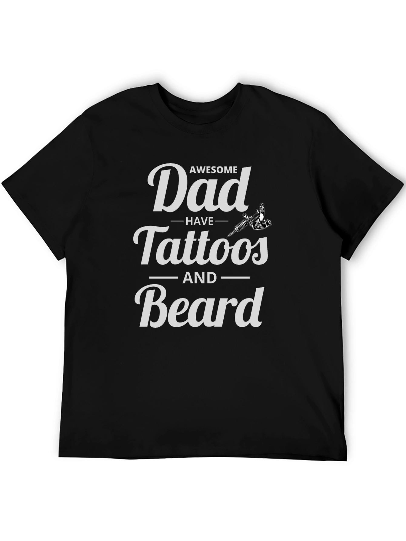 Awesome Dad Tattoos and Beard Graphic Tee