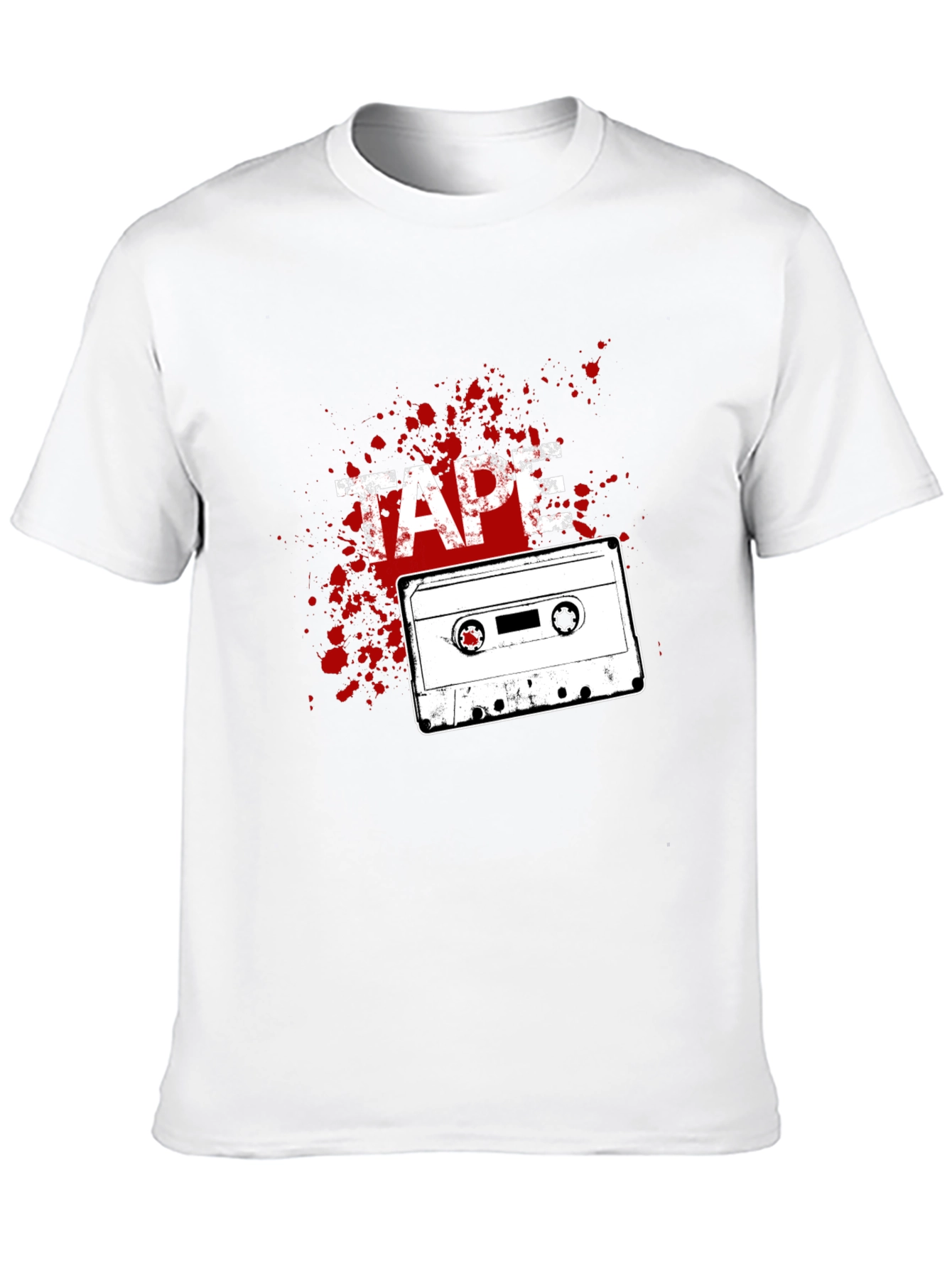 Retro Cassette Tape Graphic Tee - Black Cotton T-Shirt