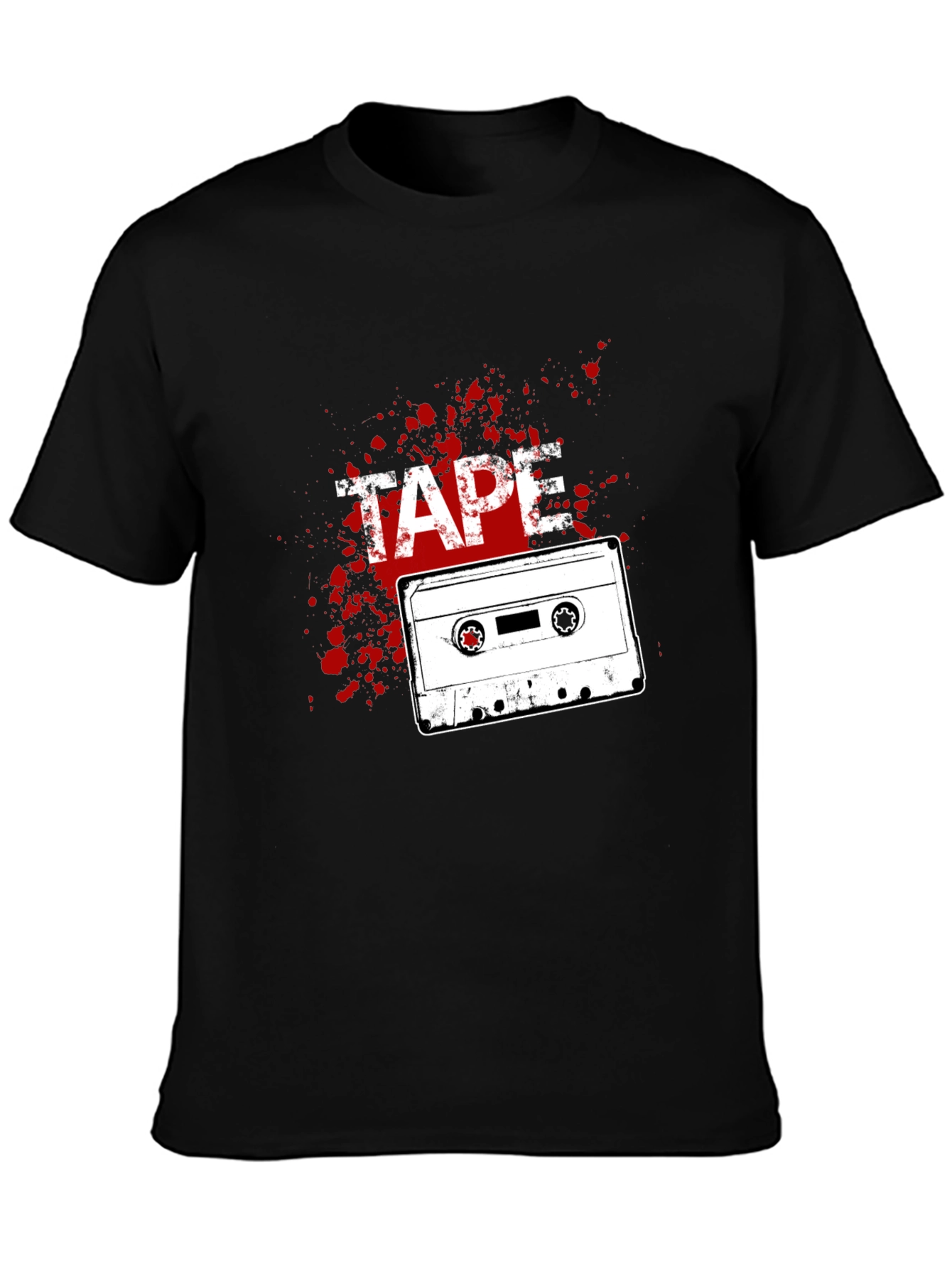Retro Cassette Tape Graphic Tee - Black Cotton T-Shirt