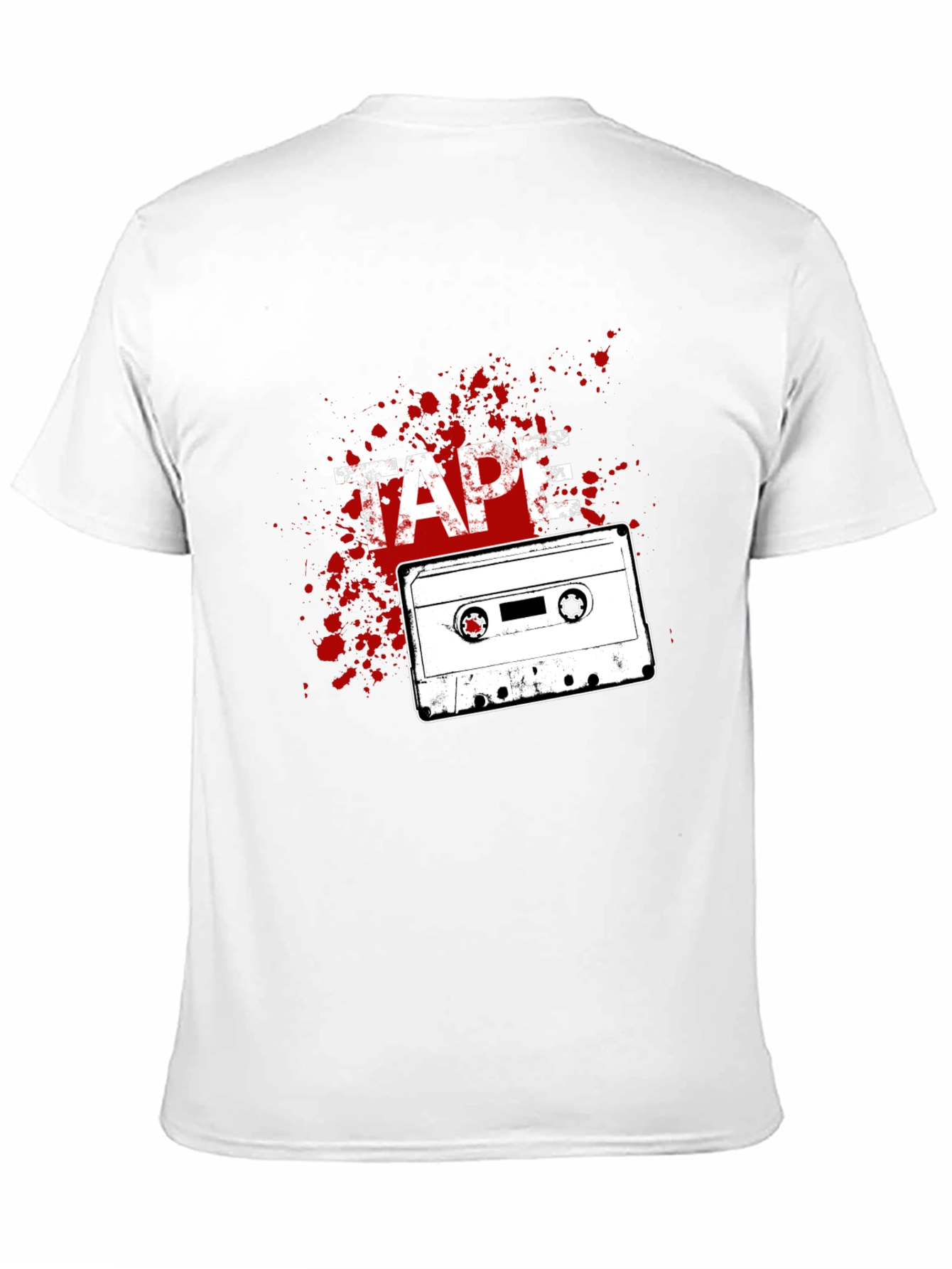 Retro Cassette Tape Graphic Tee - Black Cotton T-Shirt