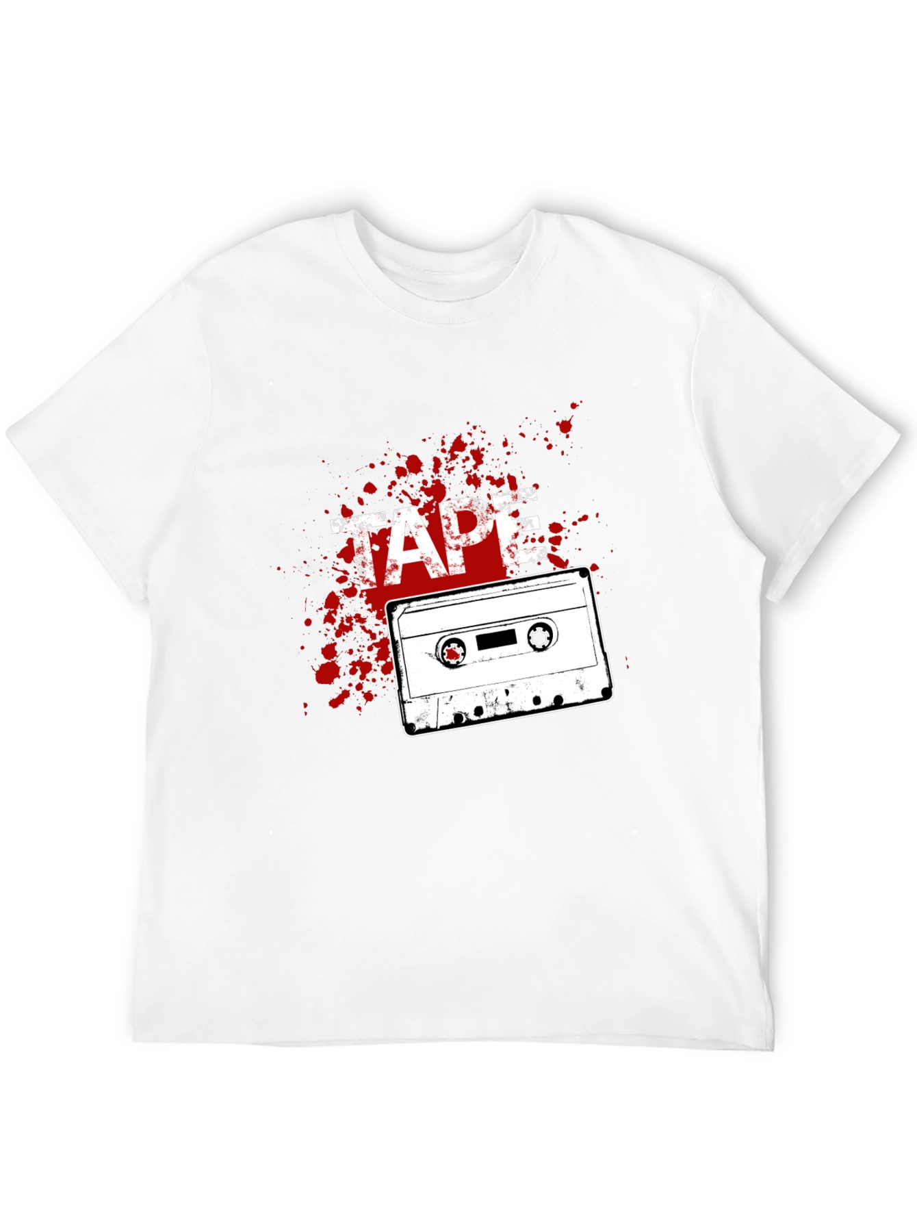Retro Cassette Tape Graphic Tee - Black Cotton T-Shirt