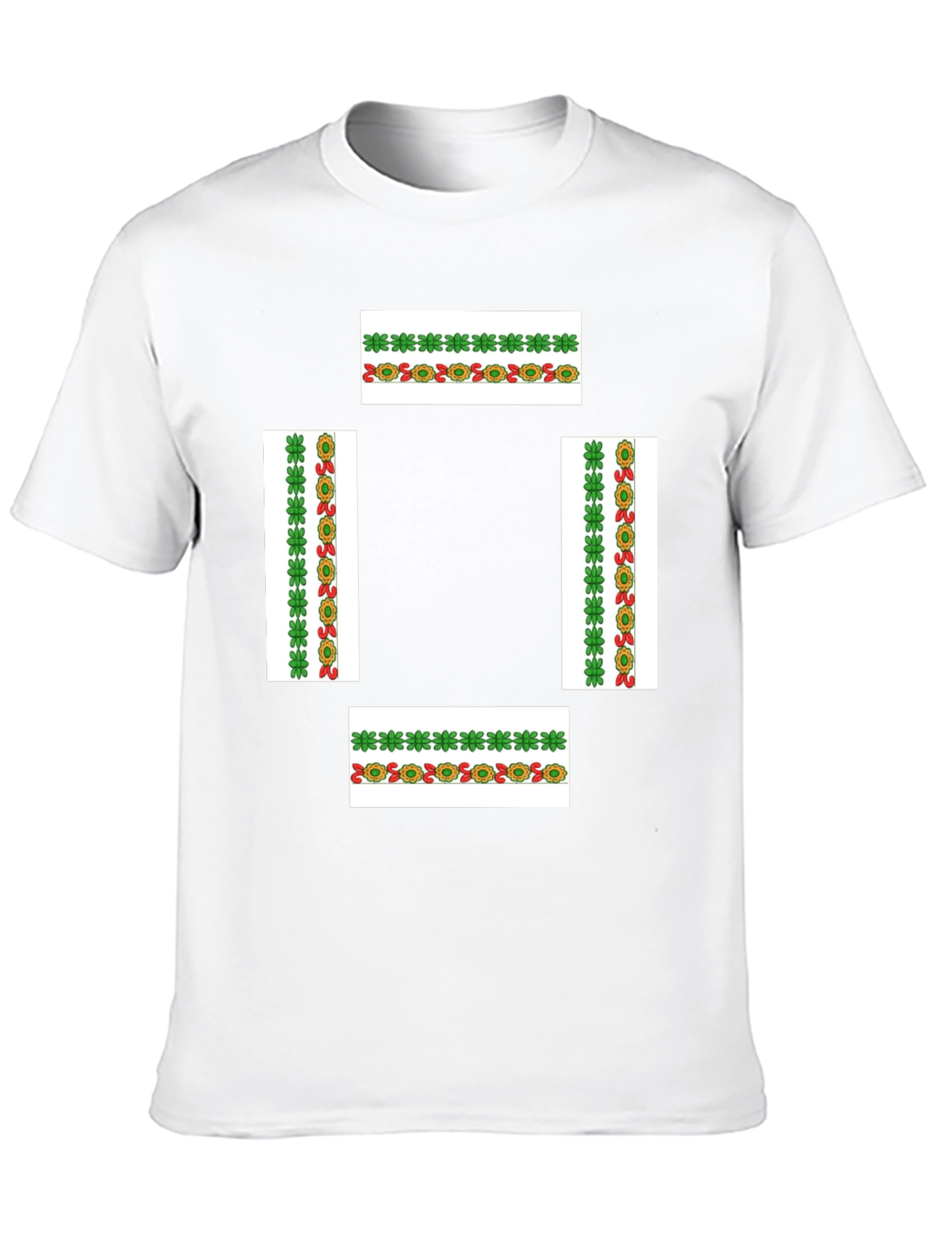 Black T-Shirt with Floral Pattern Design
