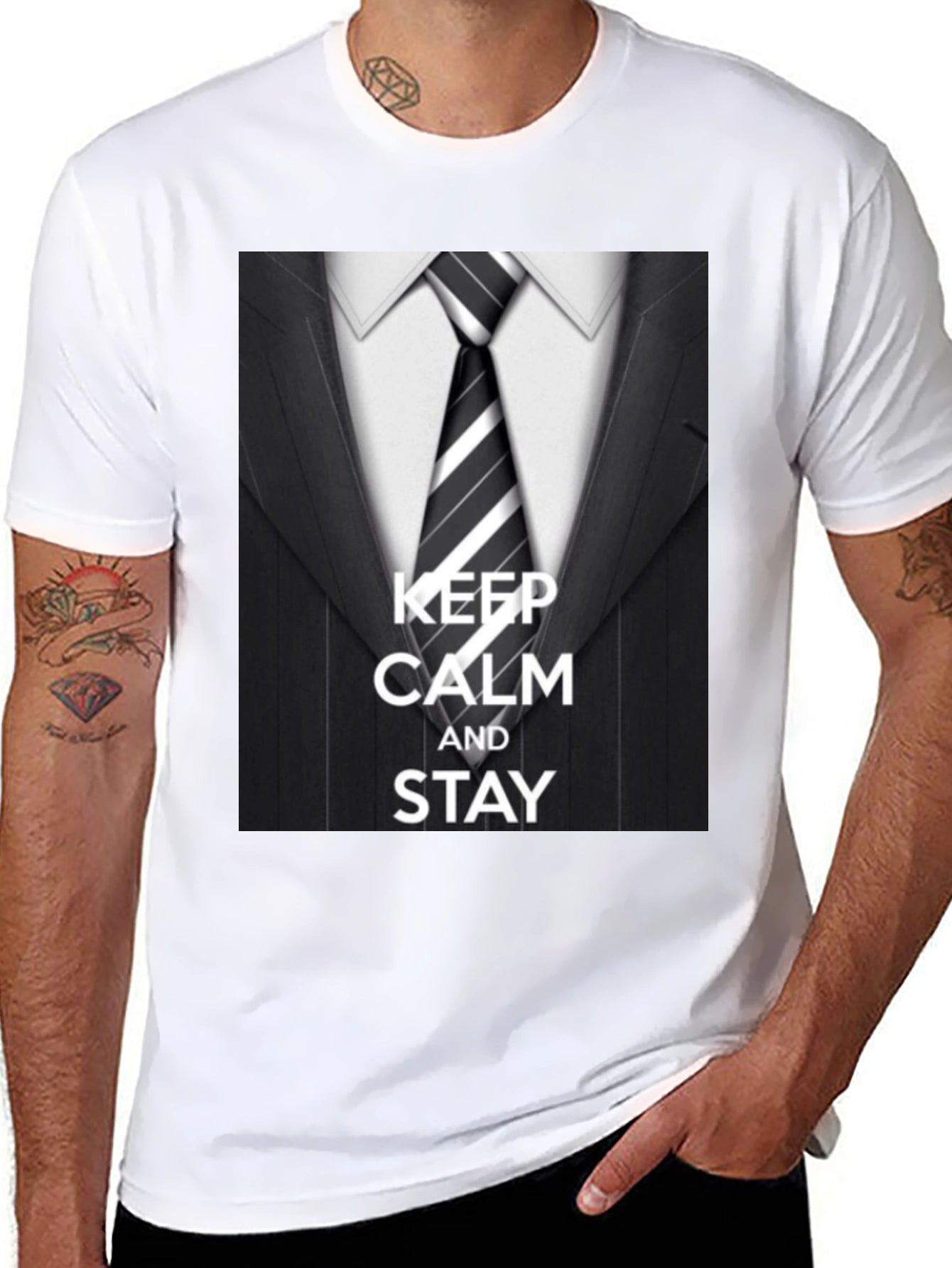 Keep Calm & Stay Funny Suit Graphic T-Shirt