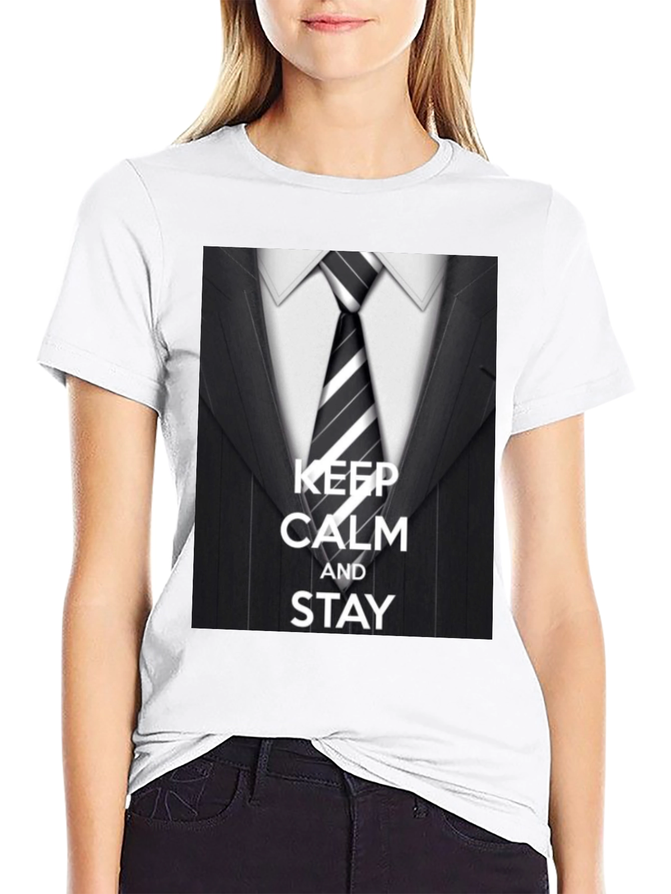 Keep Calm & Stay Funny Suit Graphic T-Shirt