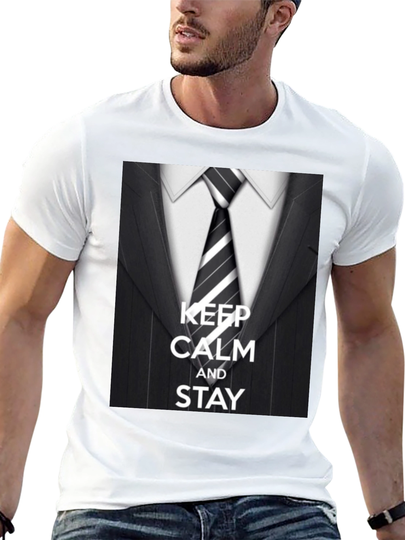 Keep Calm & Stay Funny Suit Graphic T-Shirt