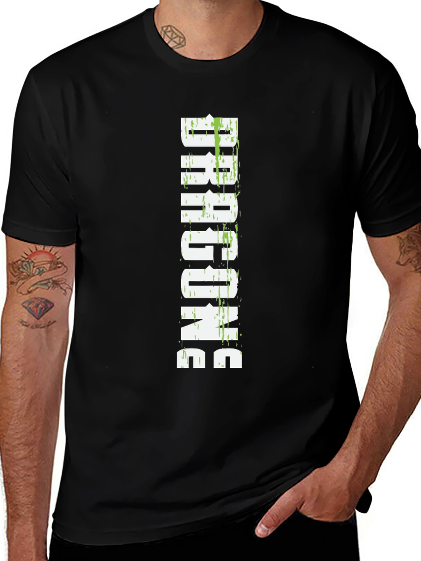 DRAGONS Graphic T-Shirt - Black Cotton Blend