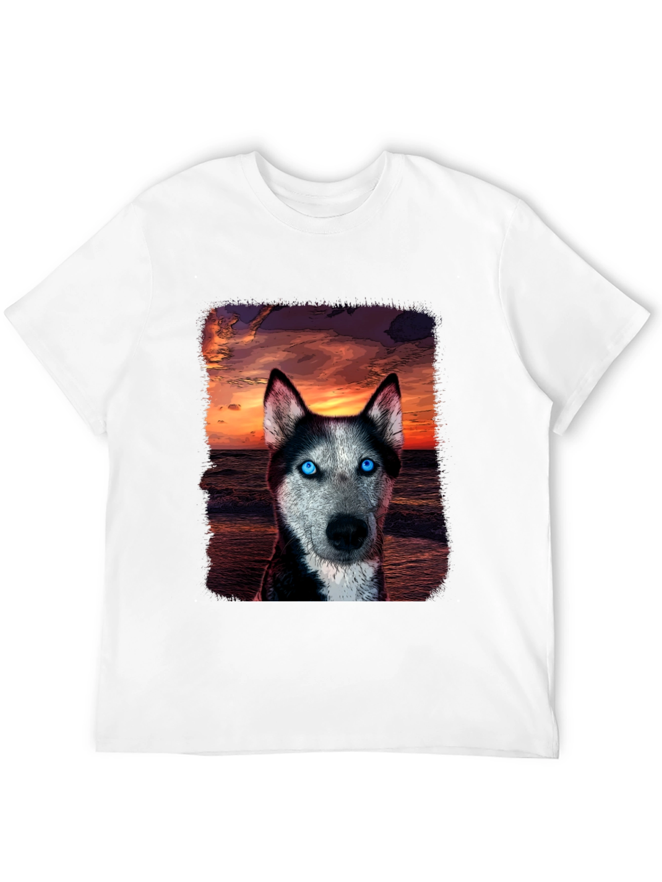 Husky Sunset Graphic Tee - Unique Dog Lover Shirt